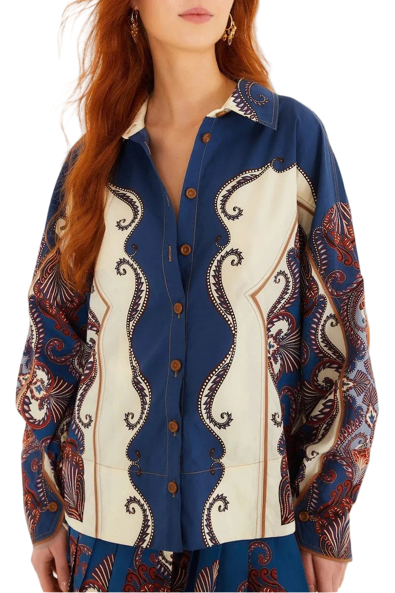 Farm Rio - Camicia arabesque blu