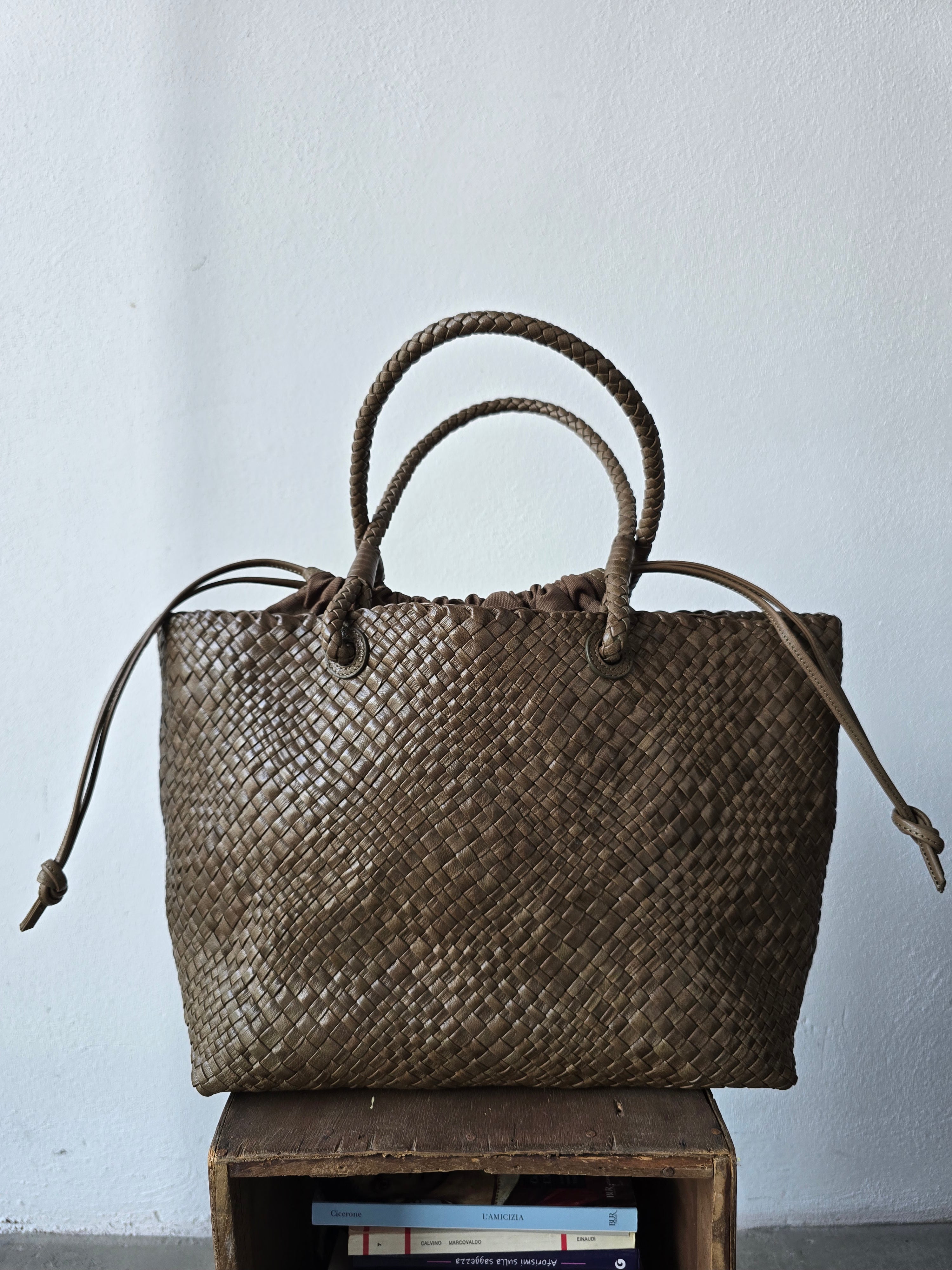 Ibeliv - Borsa in pelle " Bazika" kaki