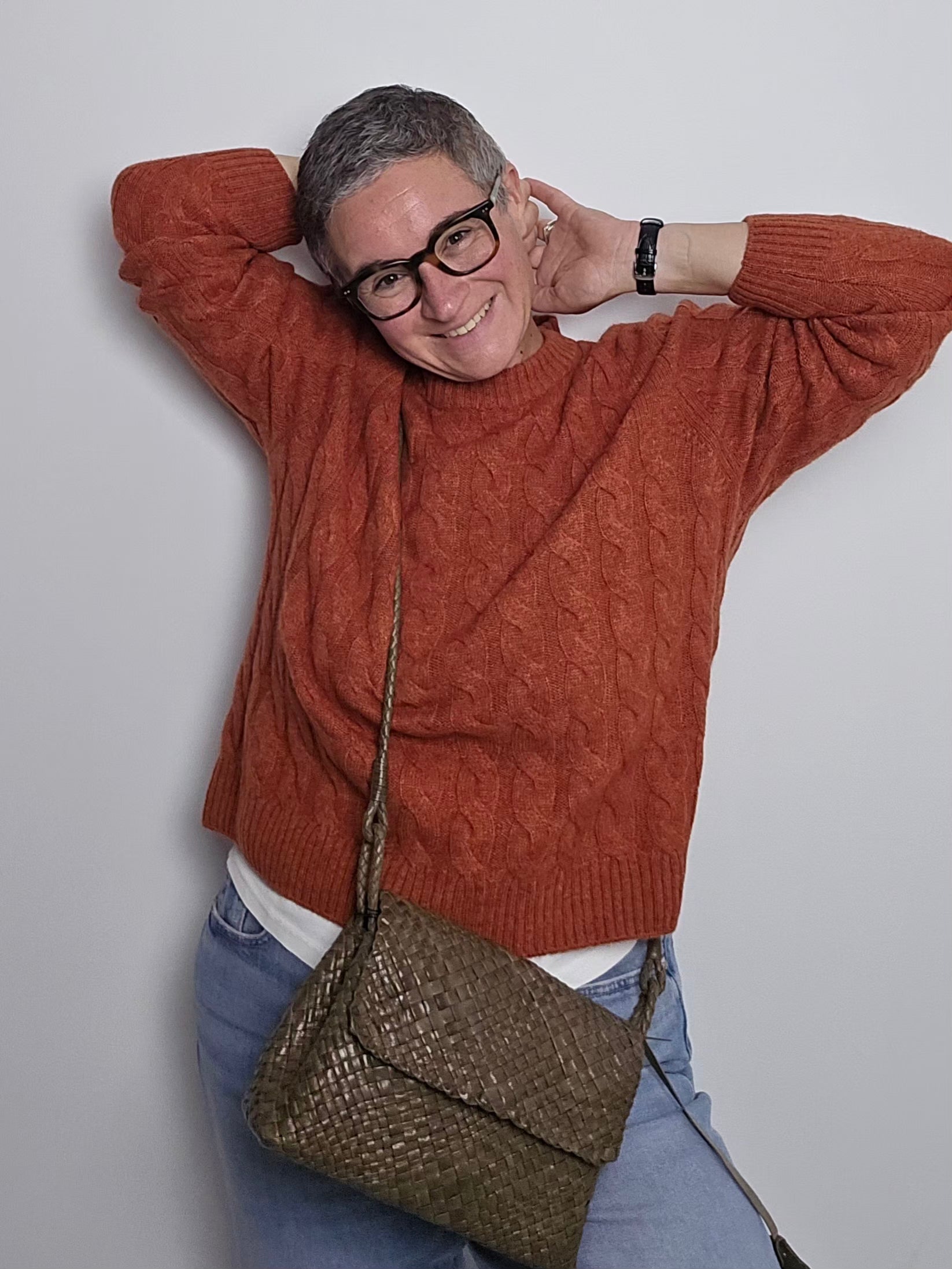 Ibeliv - Borsa intrecciata " Paris" kaki
