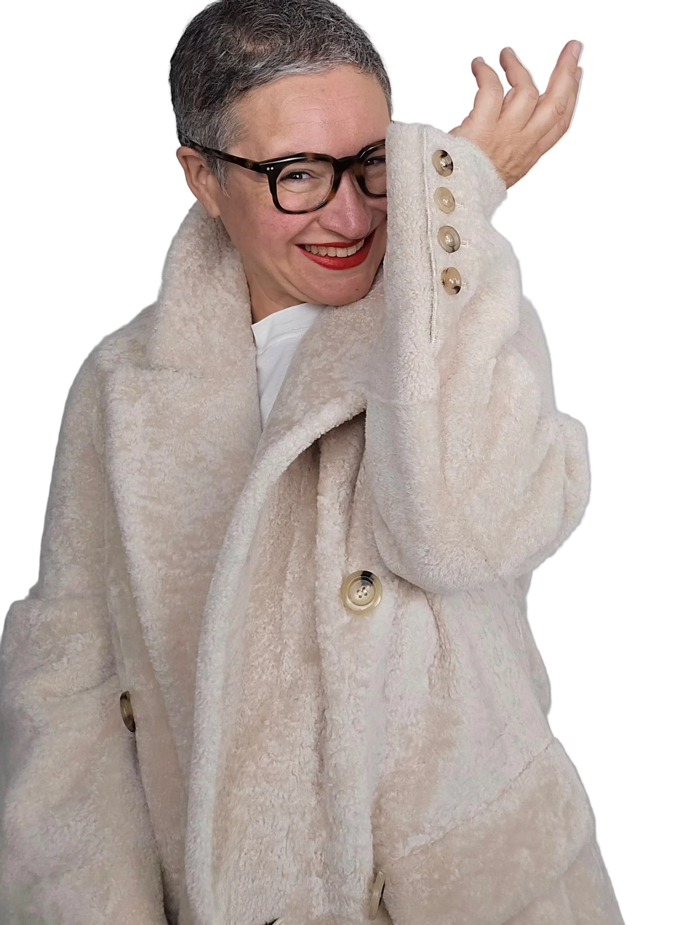 Blancha - Cappotto light astrakhan burro