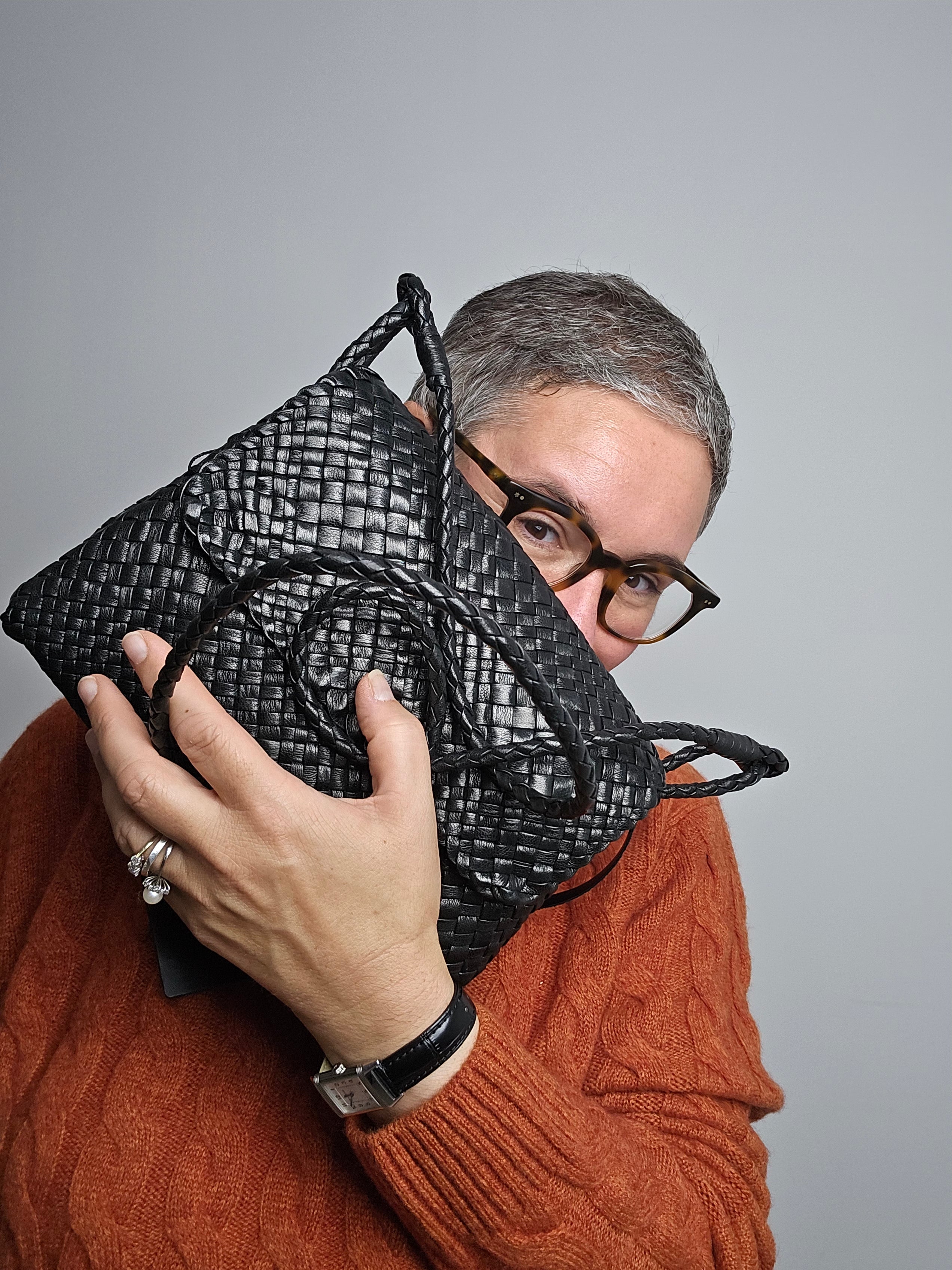 Ibeliv - Borsa intrecciata "Paris" nera