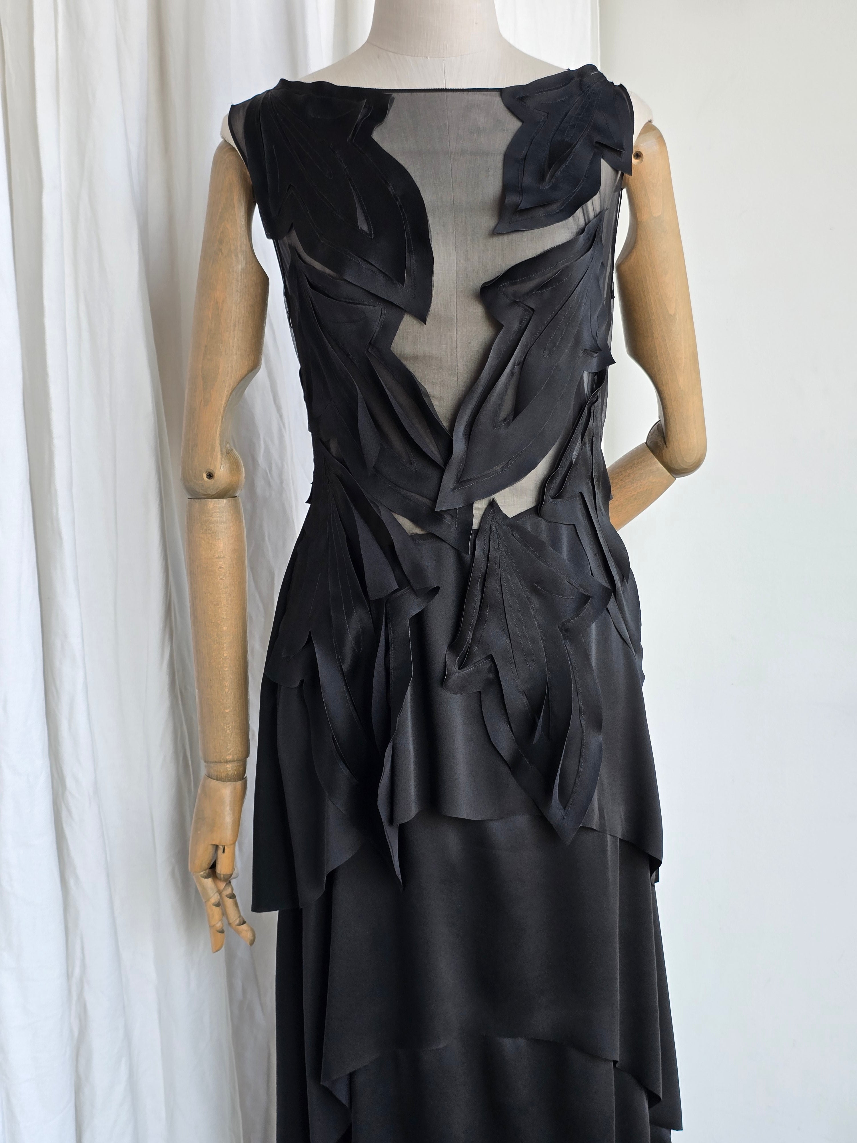 Alberta Ferretti - Abito senza maniche in satin, nero