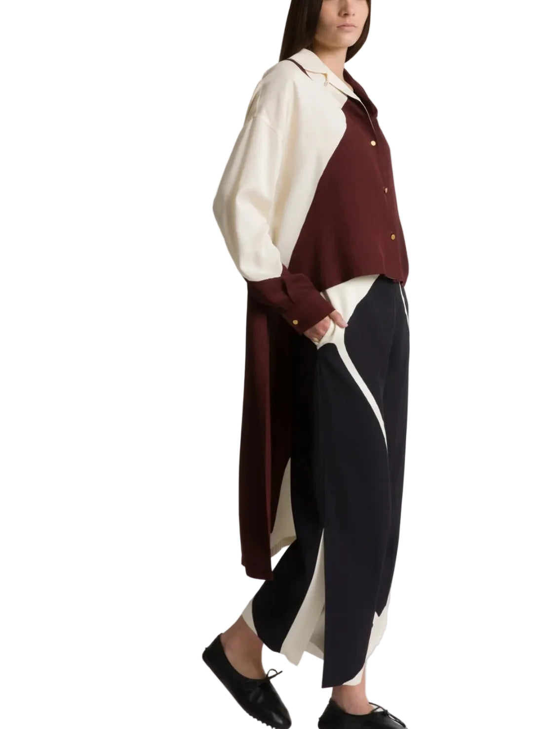 Alberta Ferretti - Pantalone twill stampato nero
