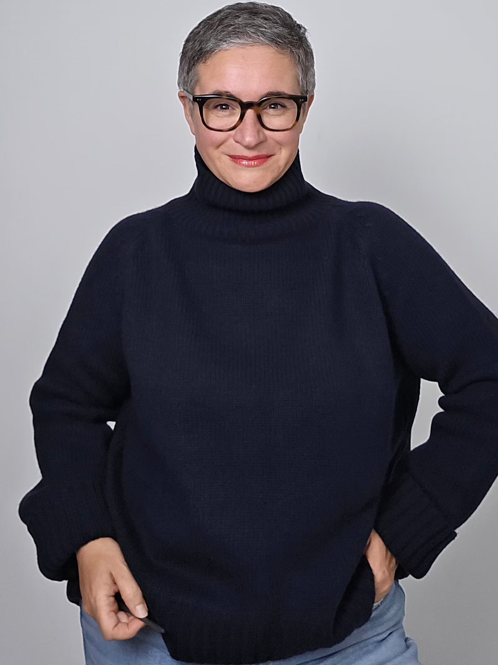 Be You - Maglia cashmere turtle neck navy