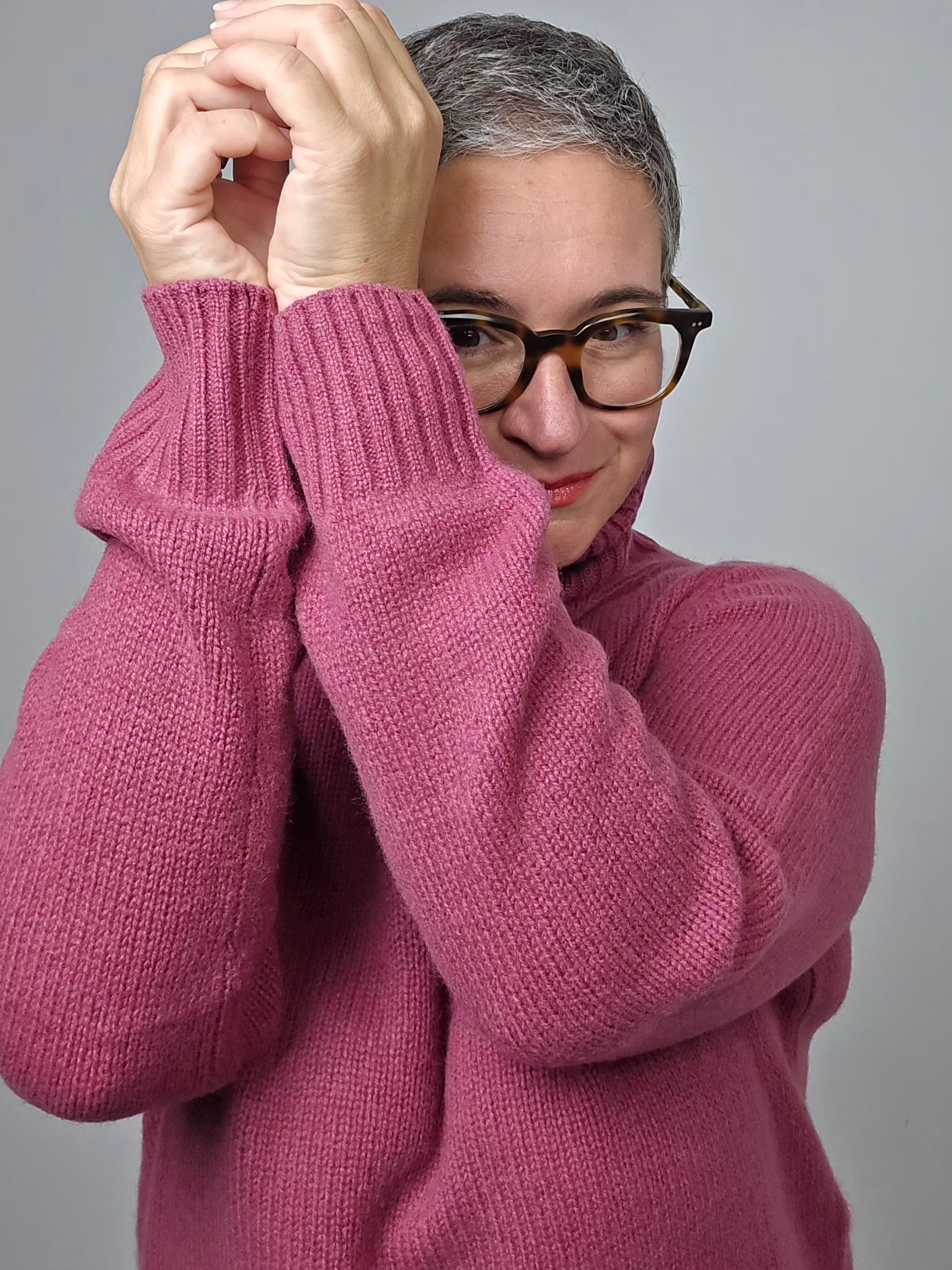 Be You - Maglia cashmere turtle neck rosa antico