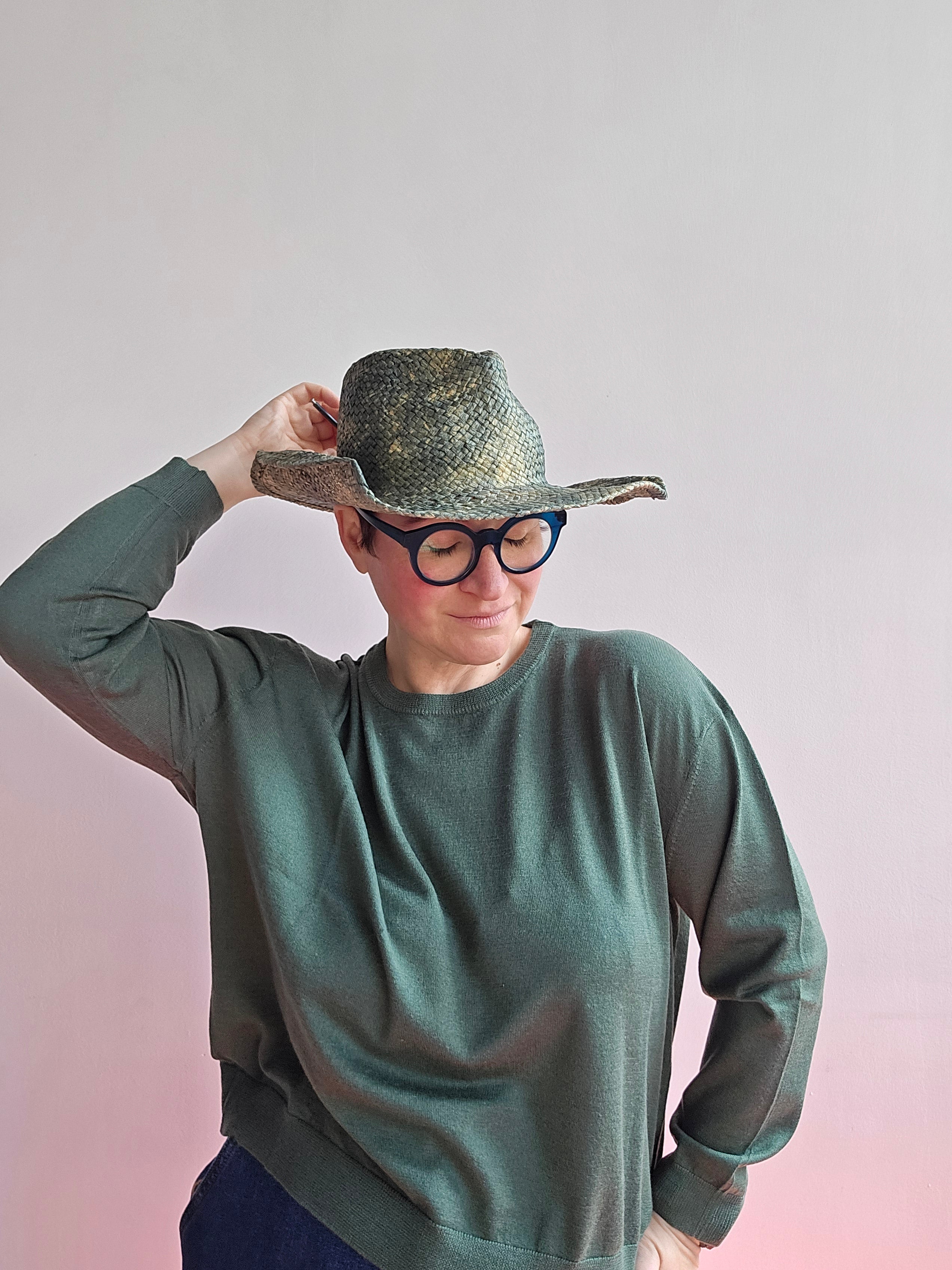 Be You - Maglia girocollo verde cashmere e seta