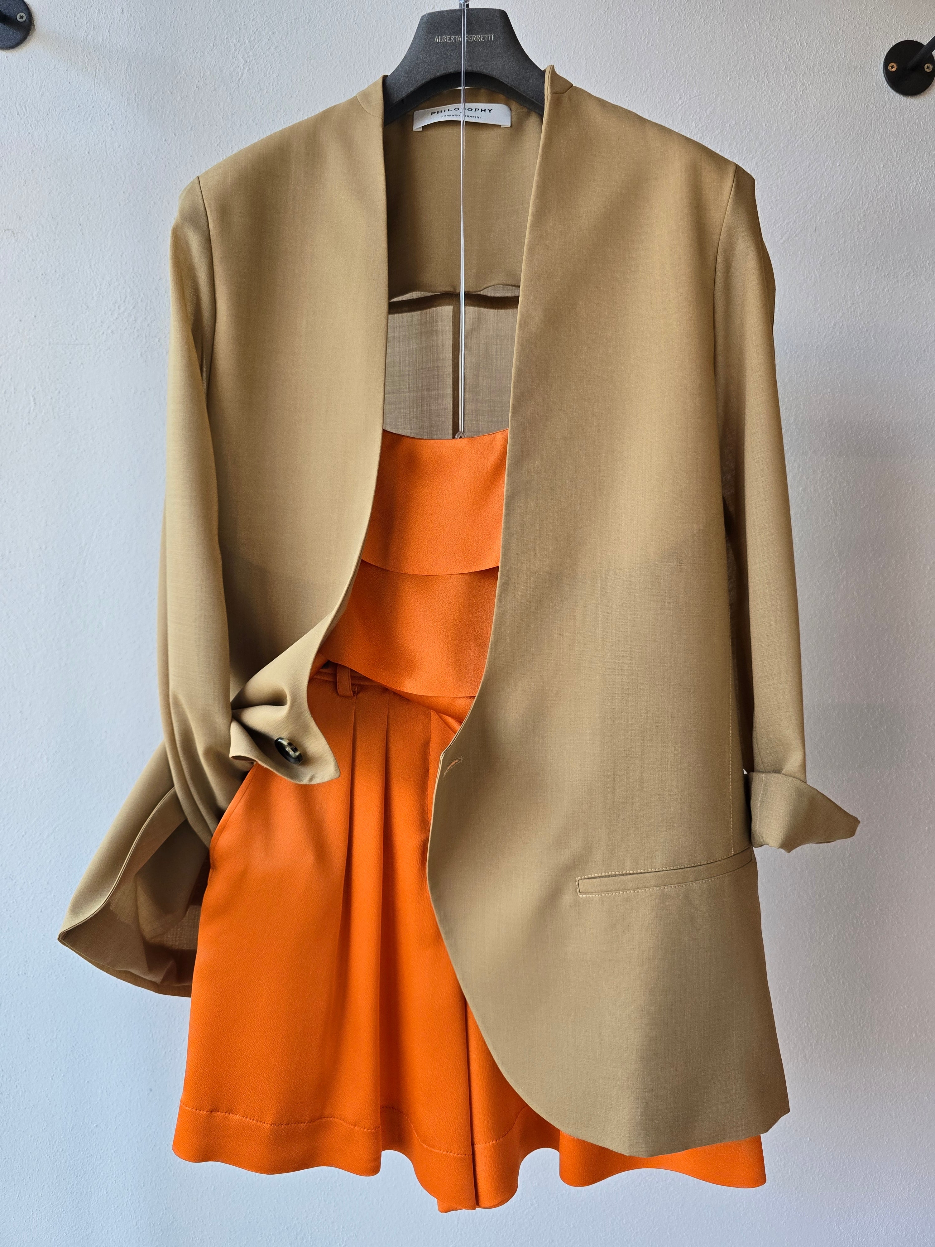 Alberta Ferretti - Short in satin, arancione