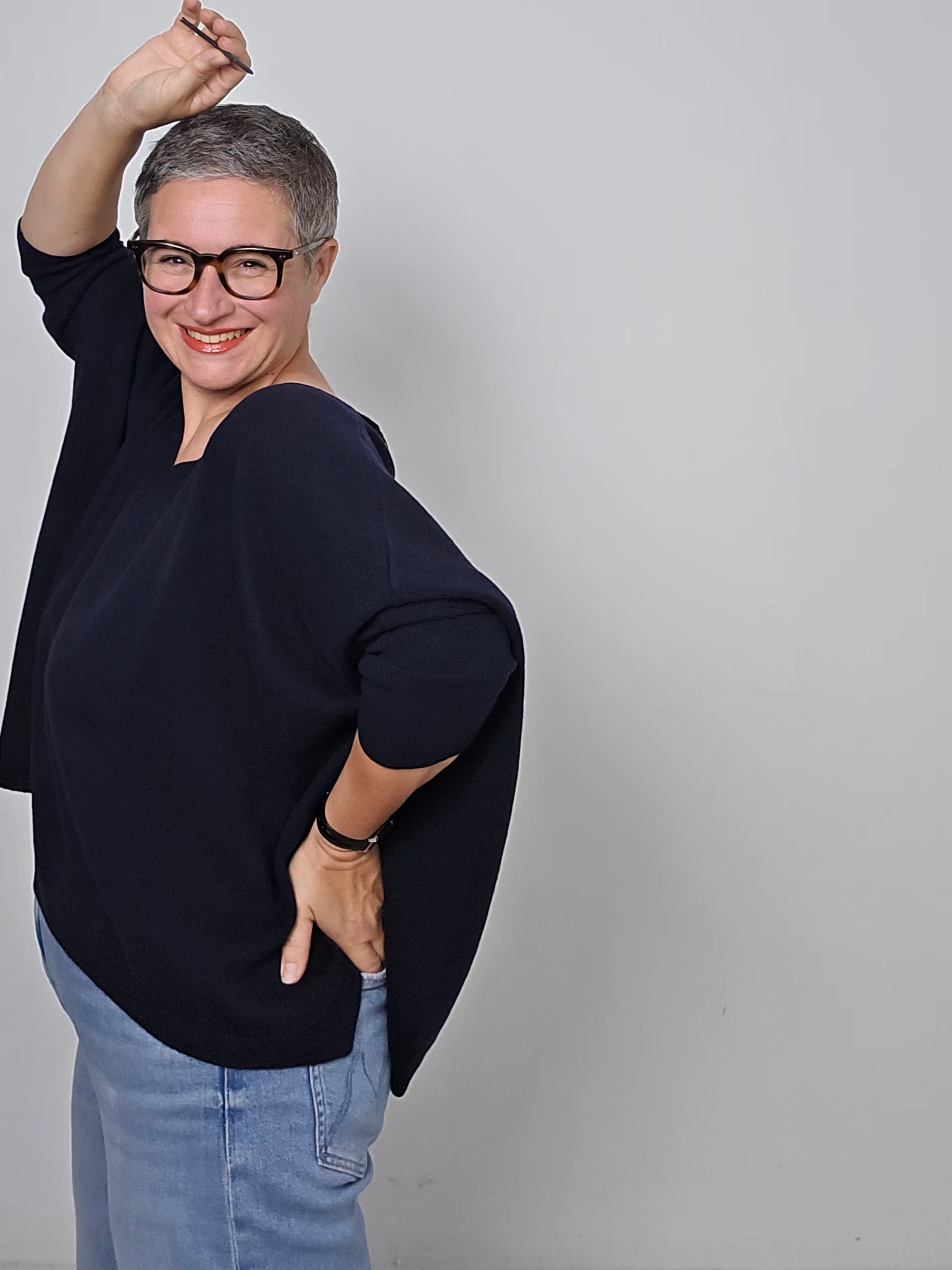 Be You - Maglia scollo a V cashmere navy