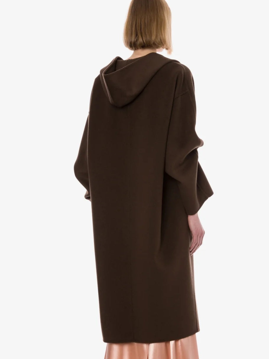 Alberta Ferretti - Cappotto lungo in panno double, marrone