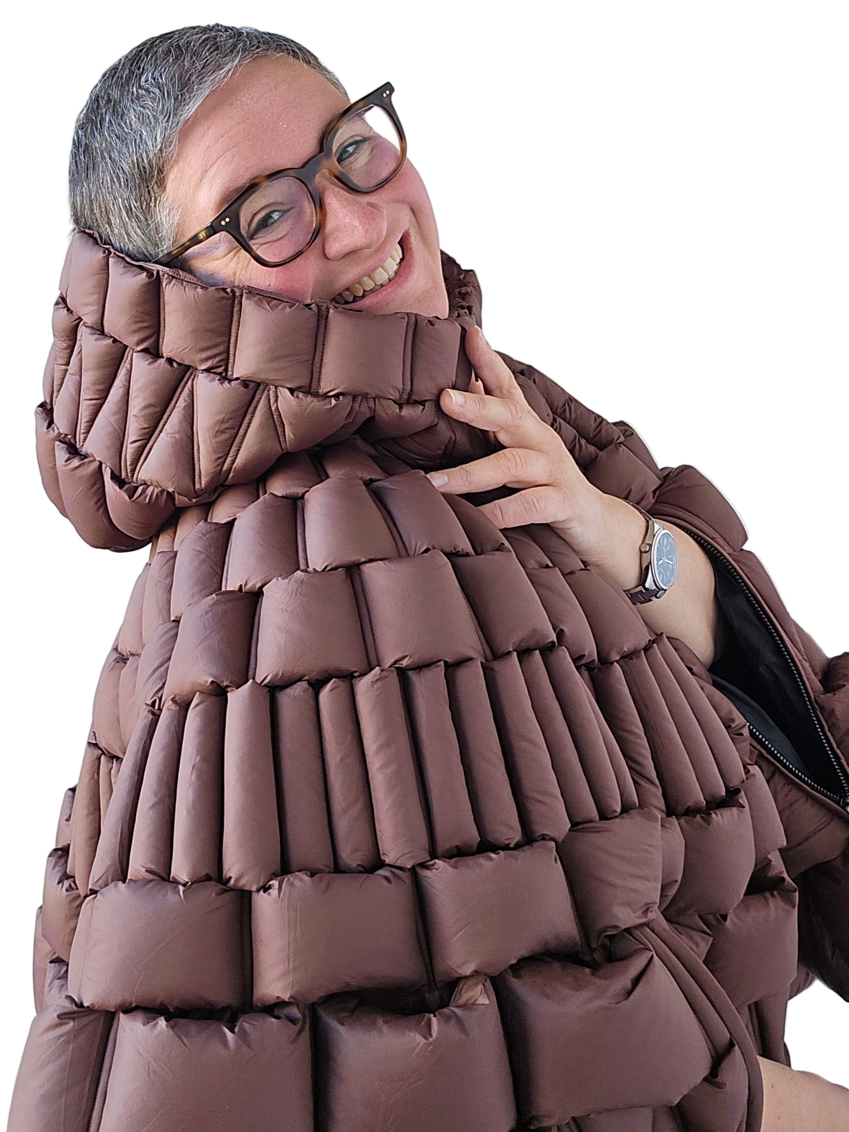 Raxxy - Mantella in piumino color cioccolato