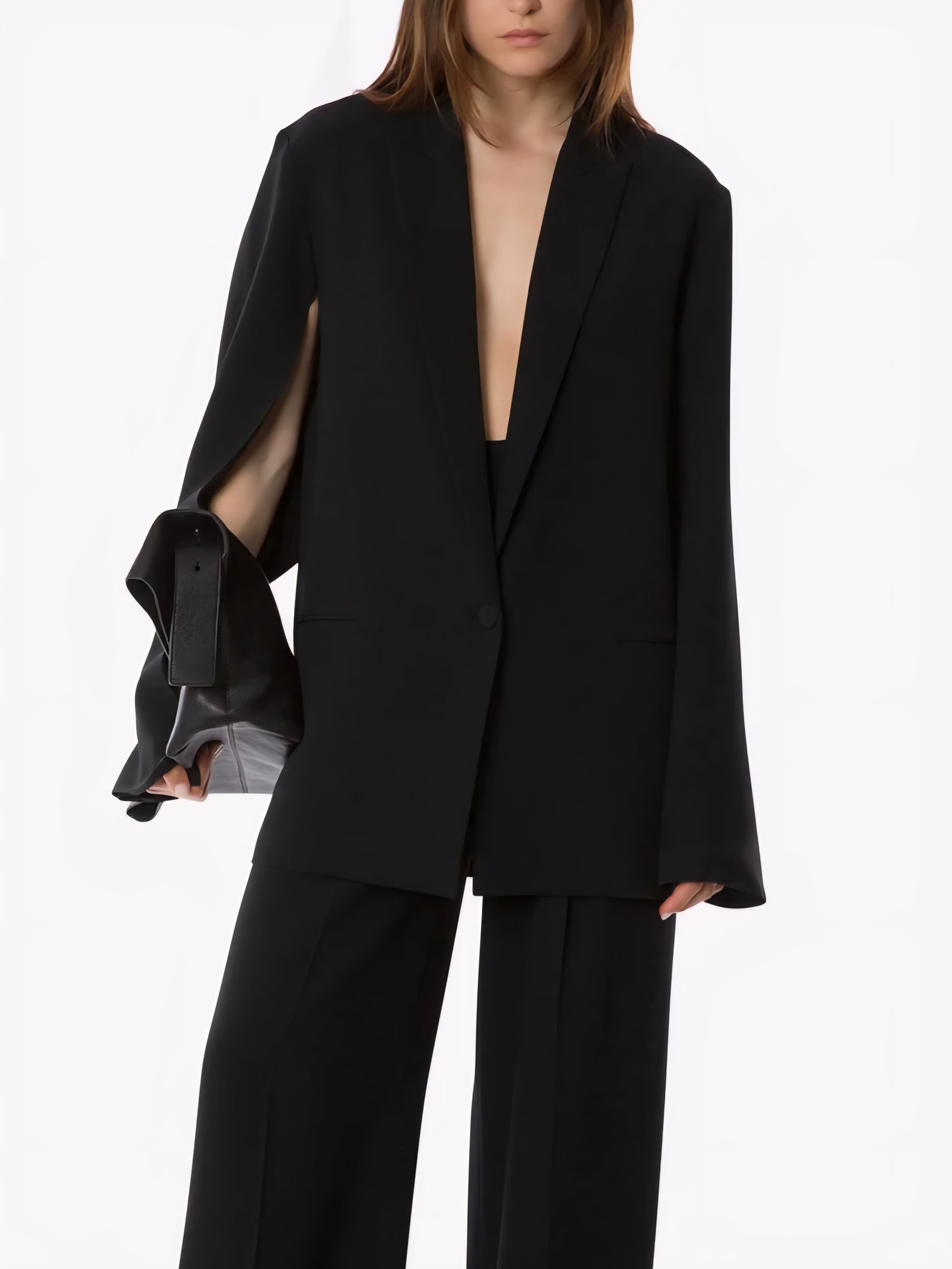 Alberta Ferretti - Giacca in cady nero maniche a mantello