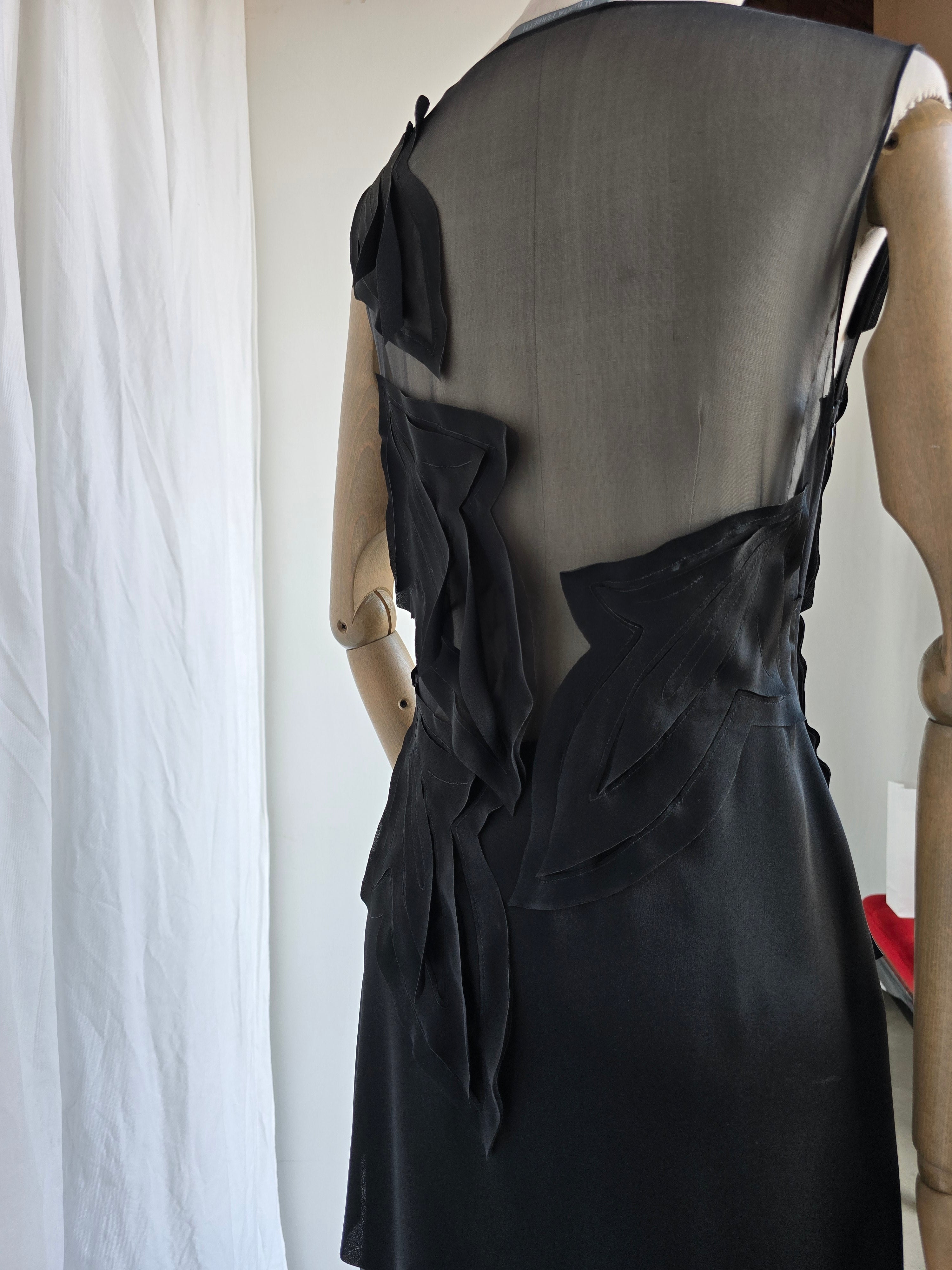 Alberta Ferretti - Abito senza maniche in satin, nero