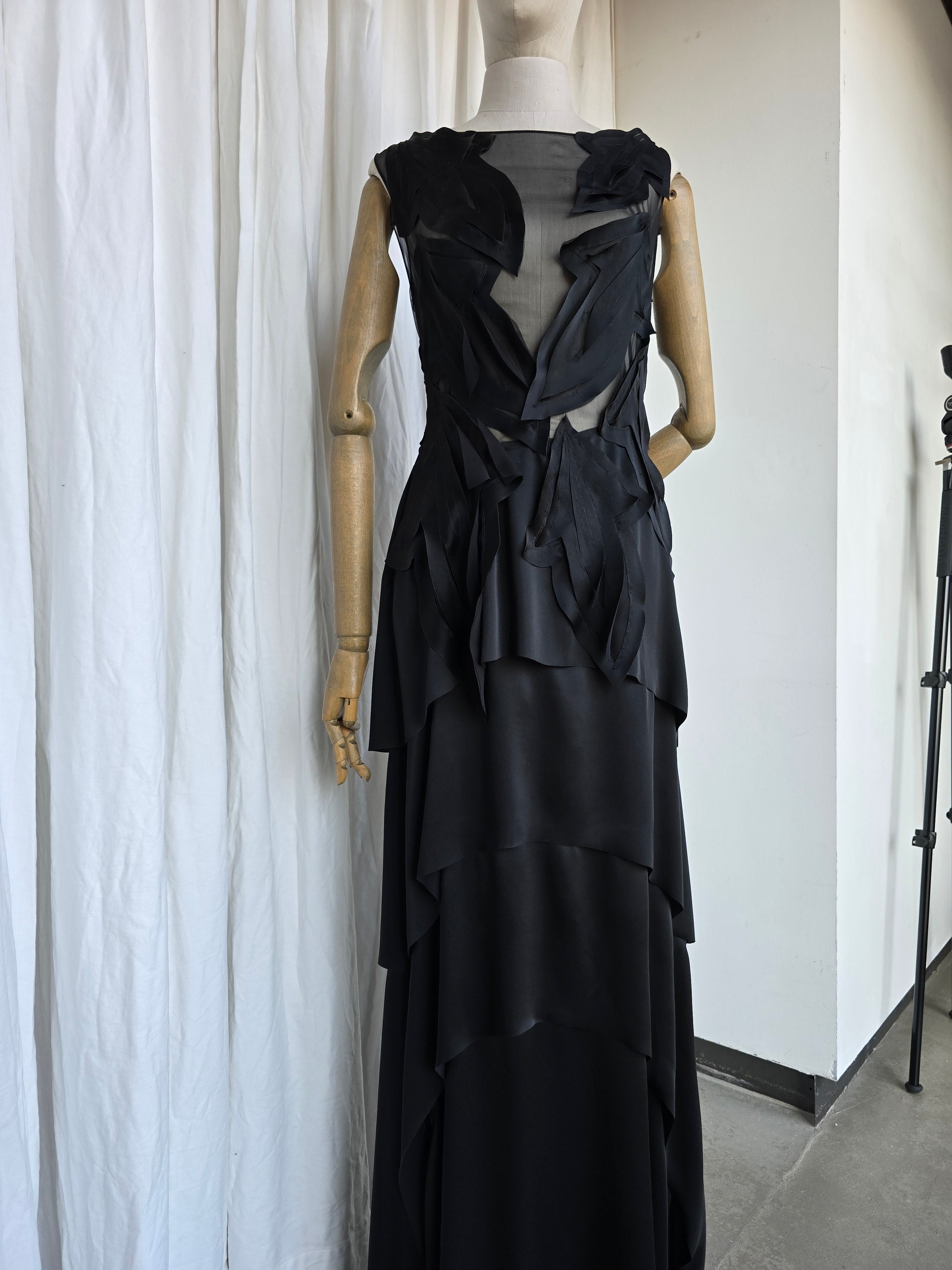 Alberta Ferretti - Abito senza maniche in satin, nero