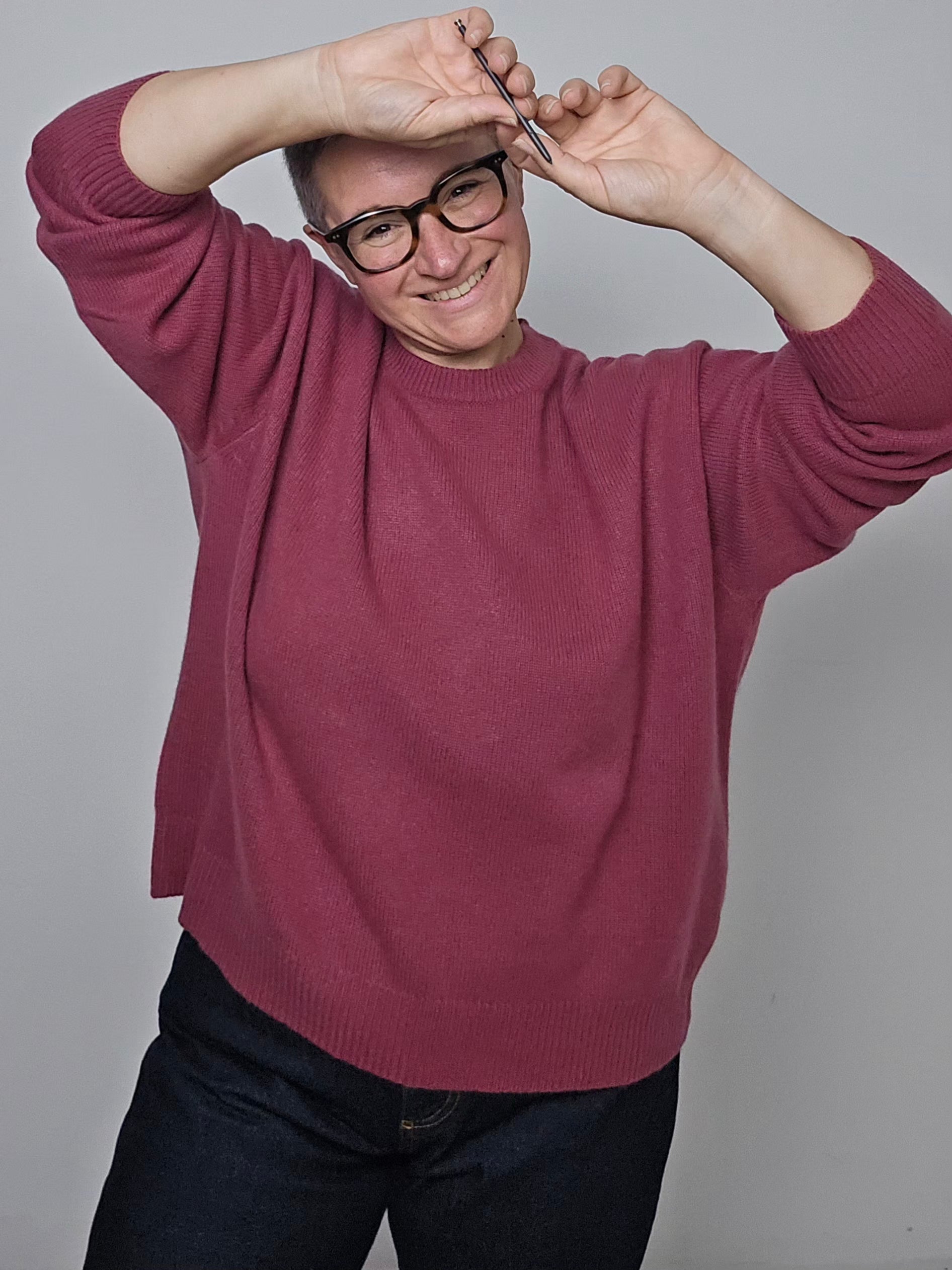 Be You - Maglia girocollo cashmere rosa antico