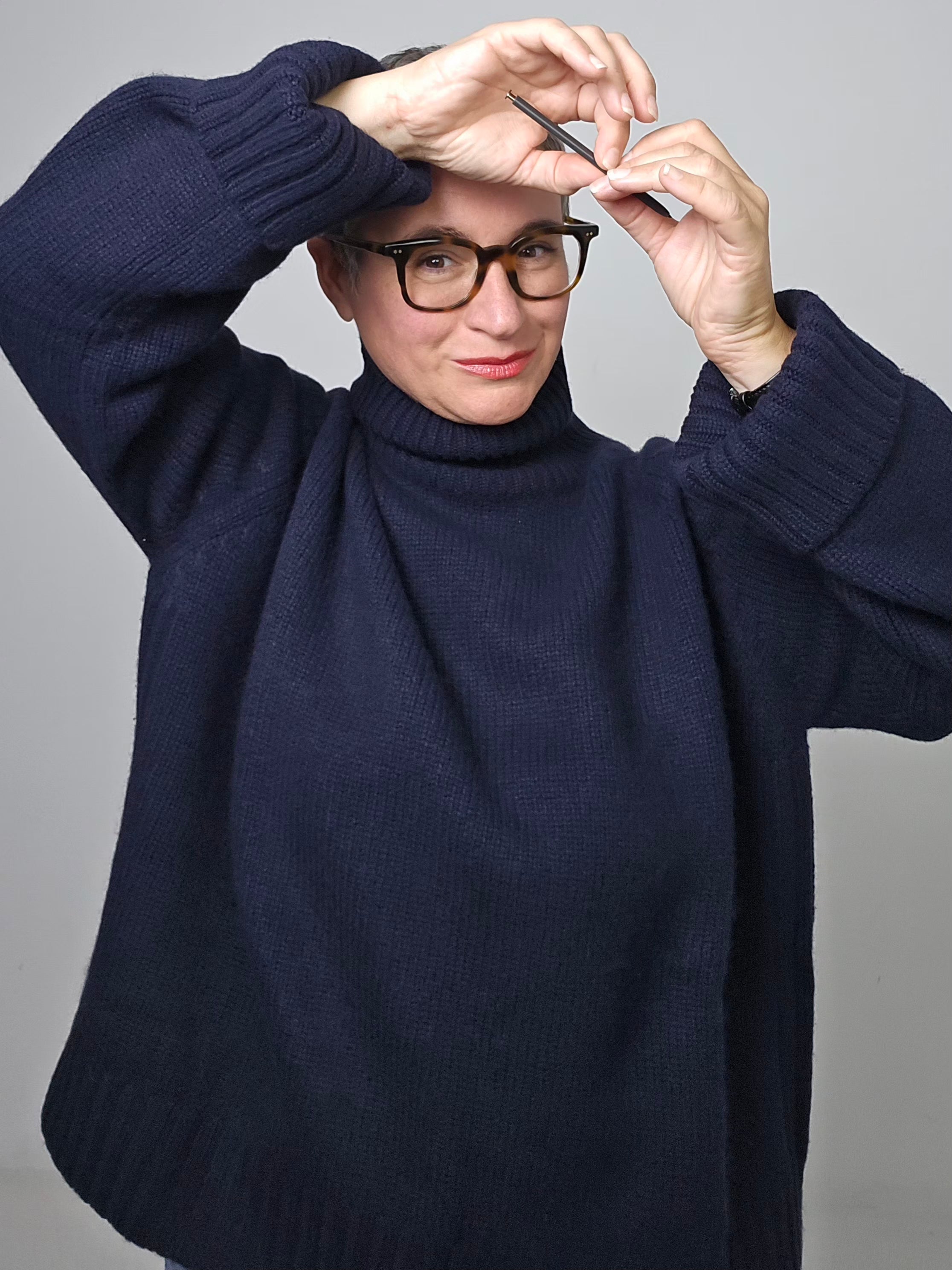 Be You - Maglia cashmere turtle neck navy