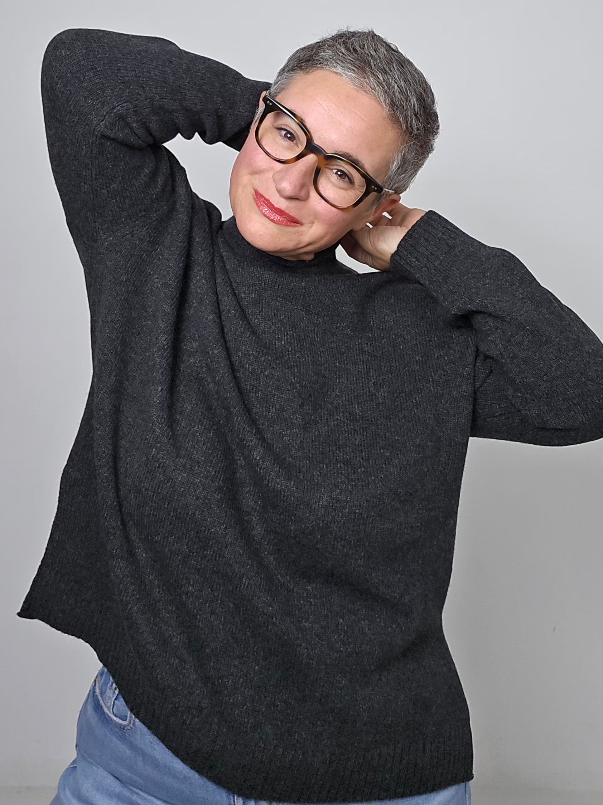Be You - Maglia cashmere turtle neck grigio