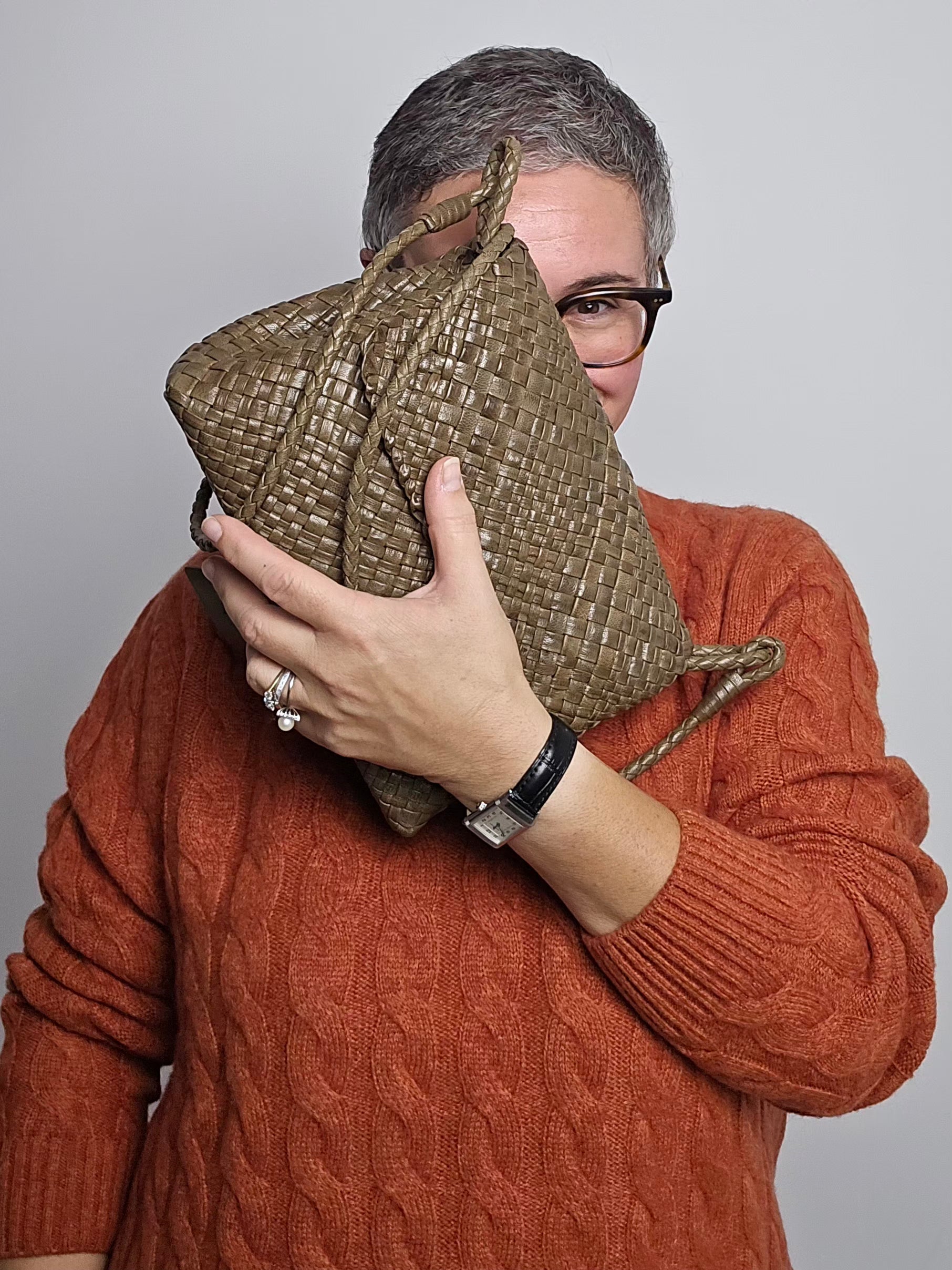 Ibeliv - Borsa intrecciata " Paris" kaki