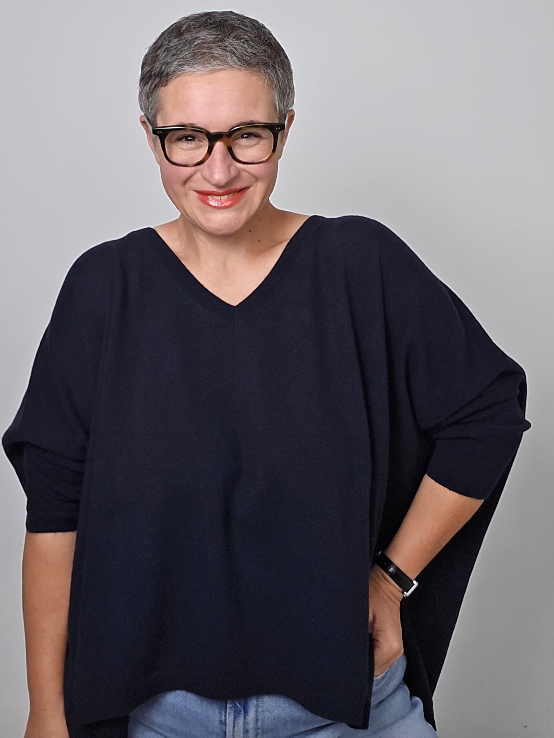 Be You - Maglia scollo a V cashmere navy