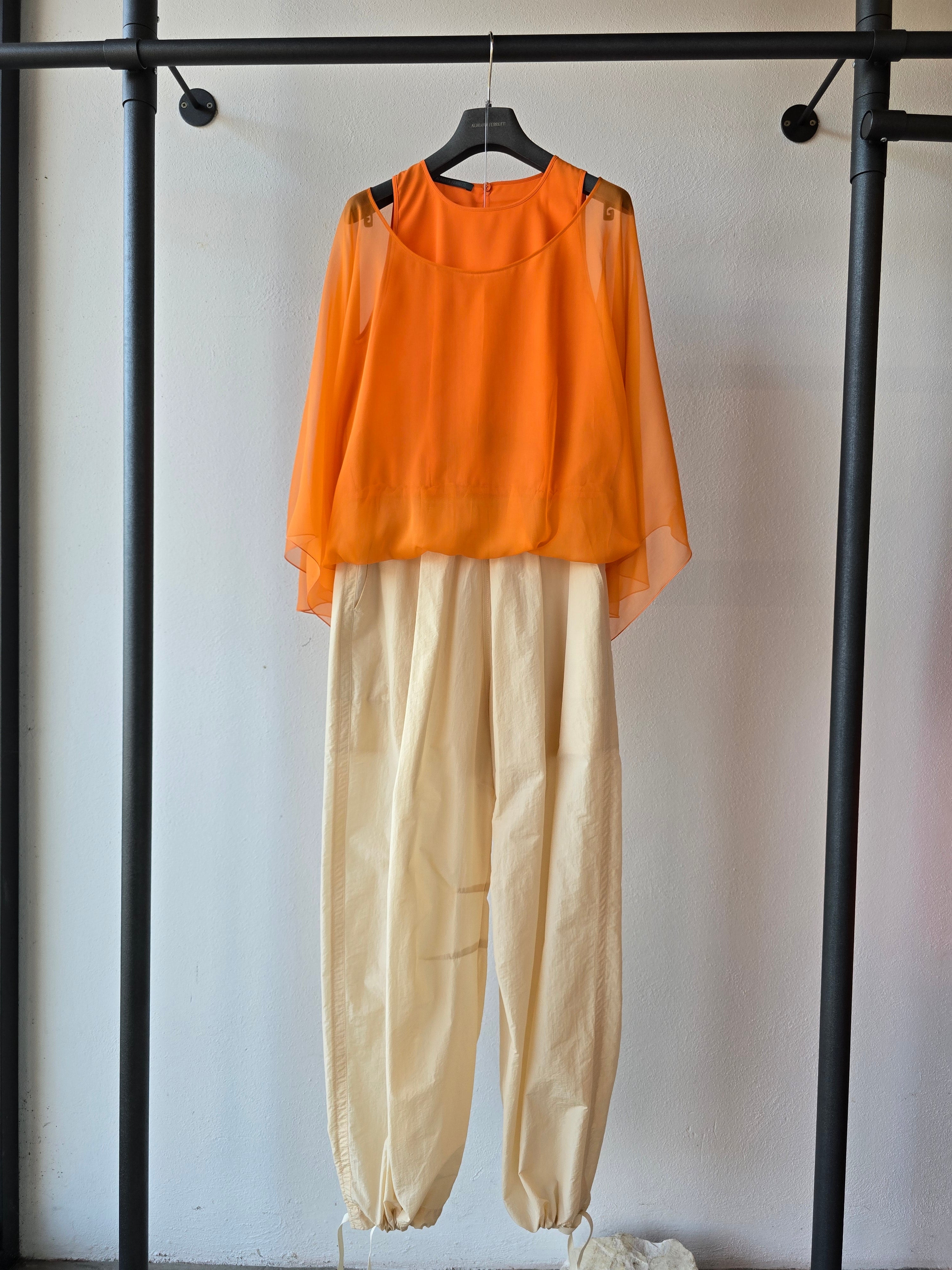 Alberta Ferretti - Top in chiffon organico, arancione