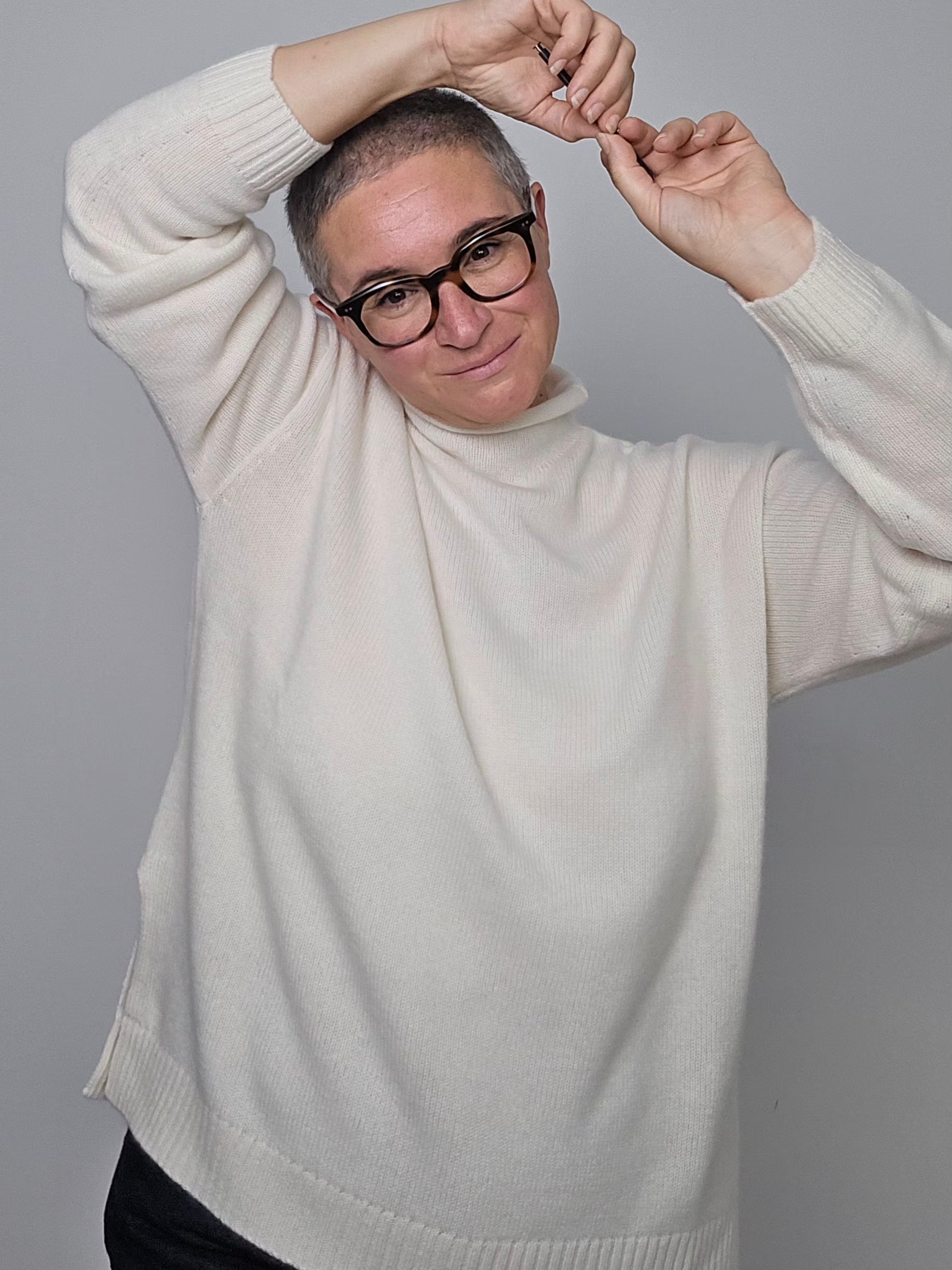 Be You - Maglia cashmere turtle neck white
