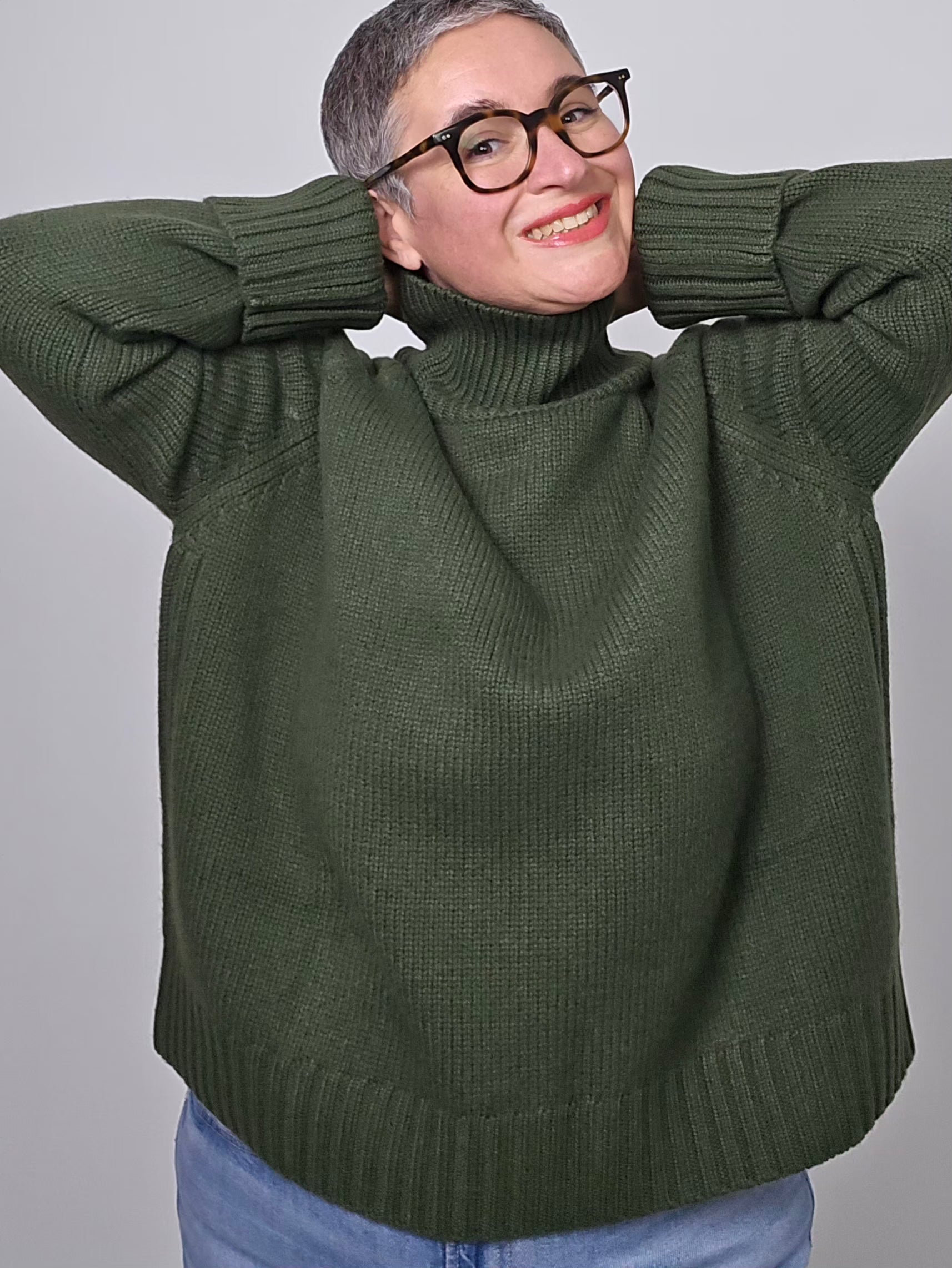 Be You - Maglia cashmere turtle neck loden green