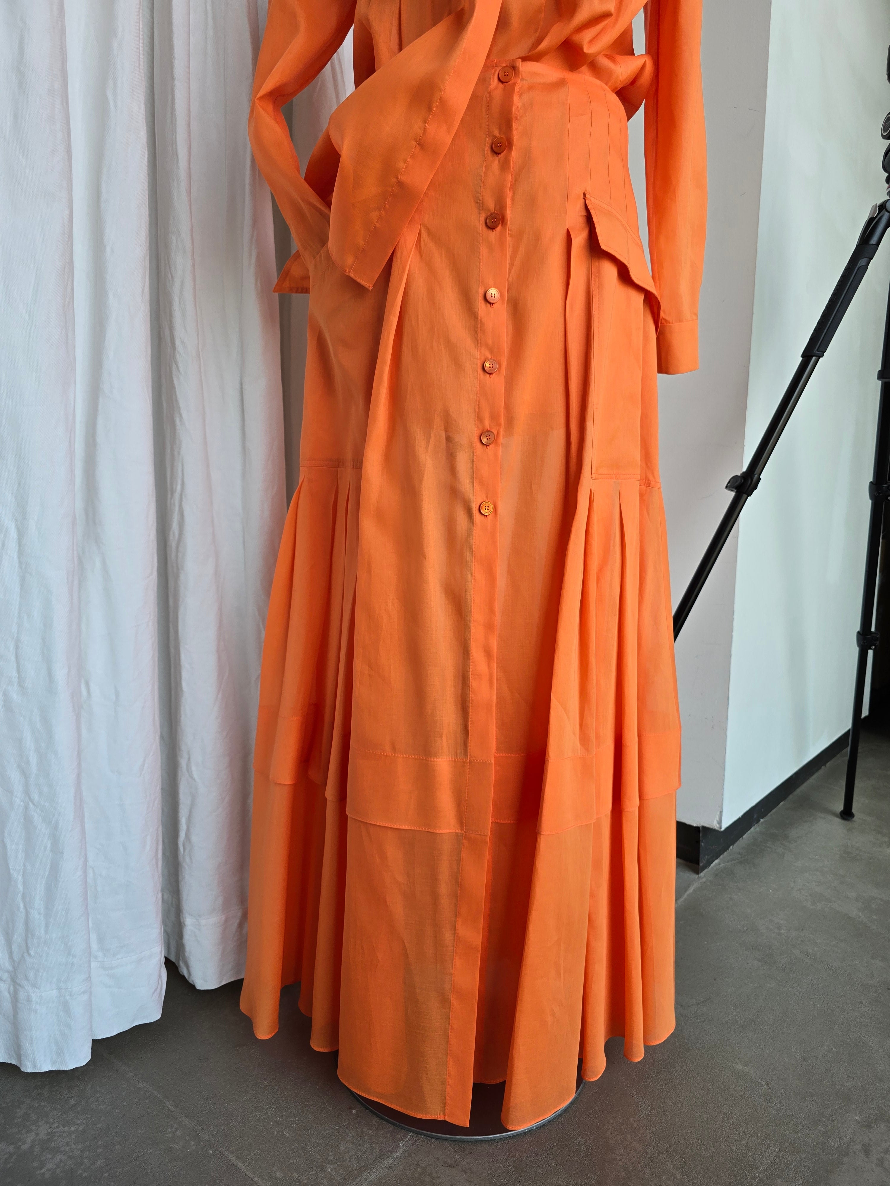 Alberta Ferretti - Gonna in mussola organzata, arancione