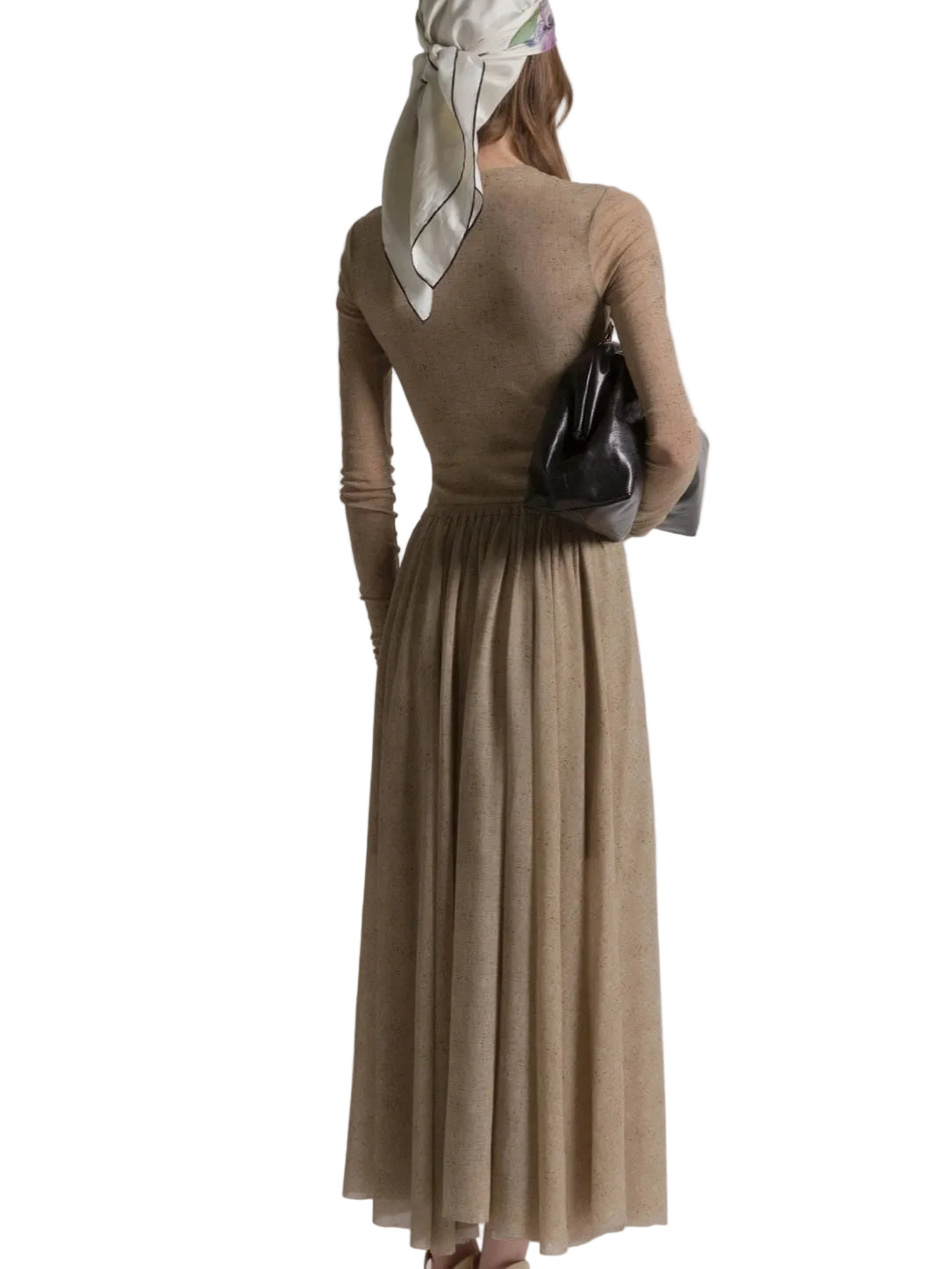 Alberta Ferretti - Body in tulle stampato beige