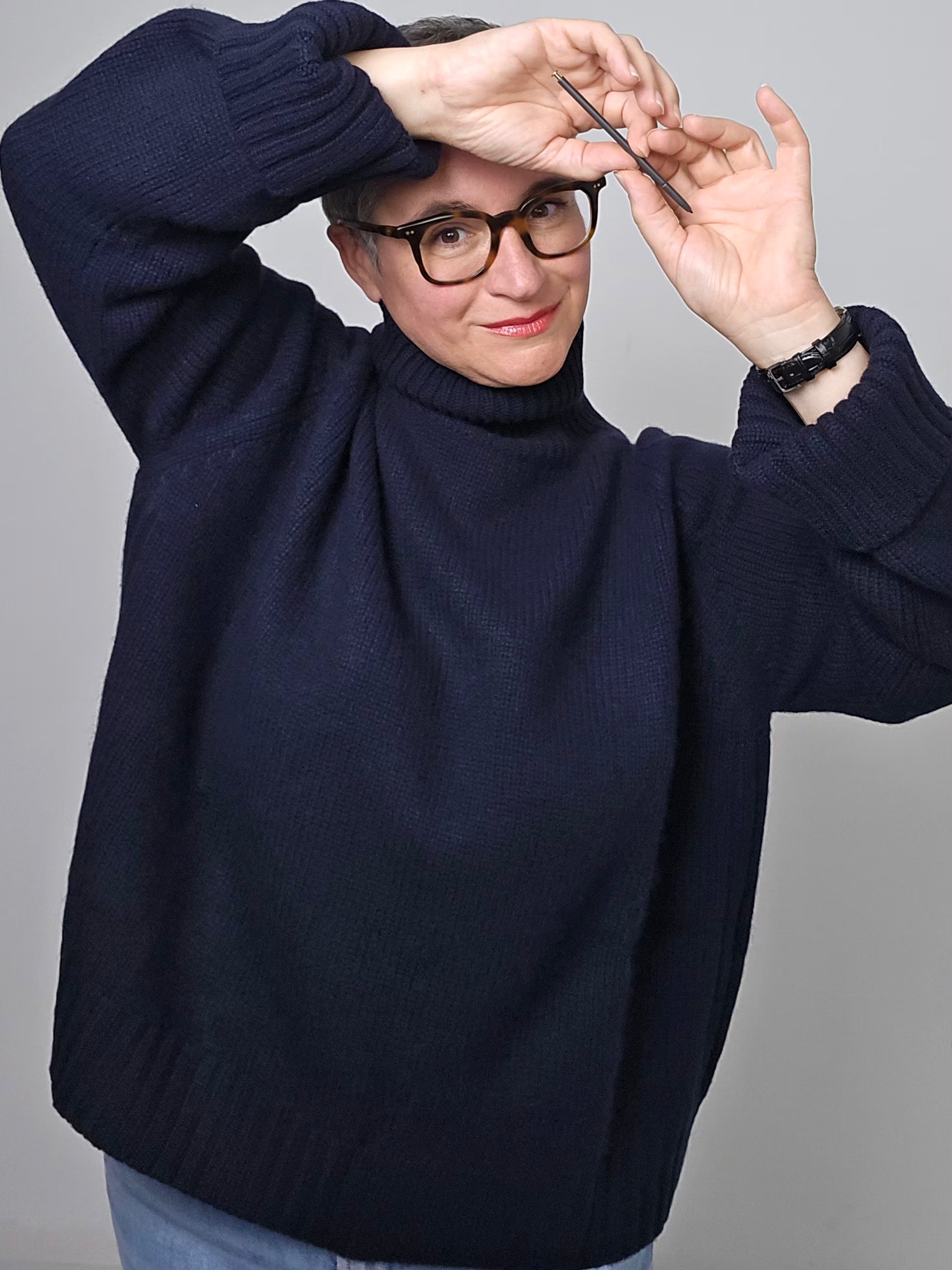Be You - Maglia cashmere turtle neck navy