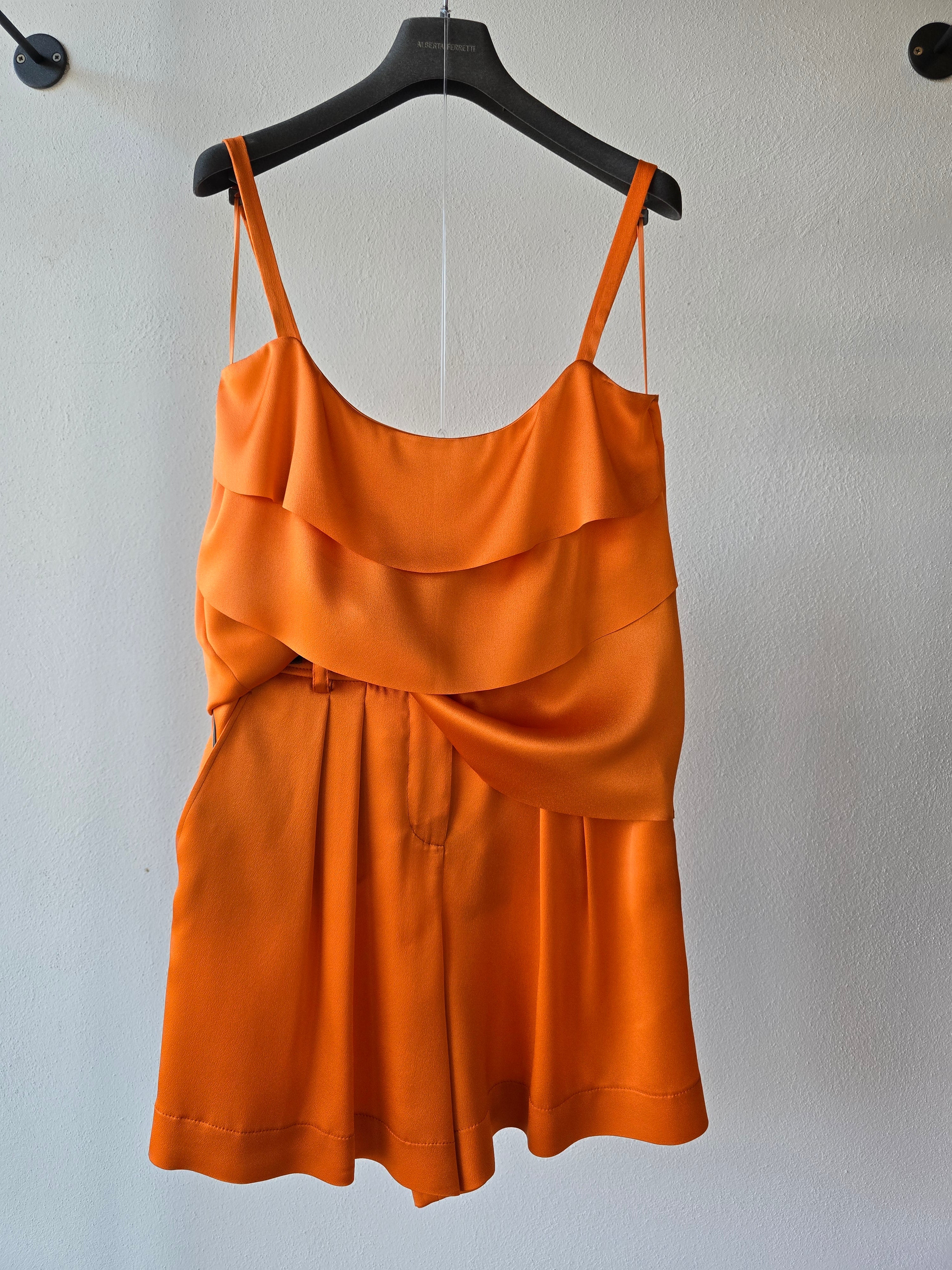 Alberta Ferretti - Short in satin, arancione