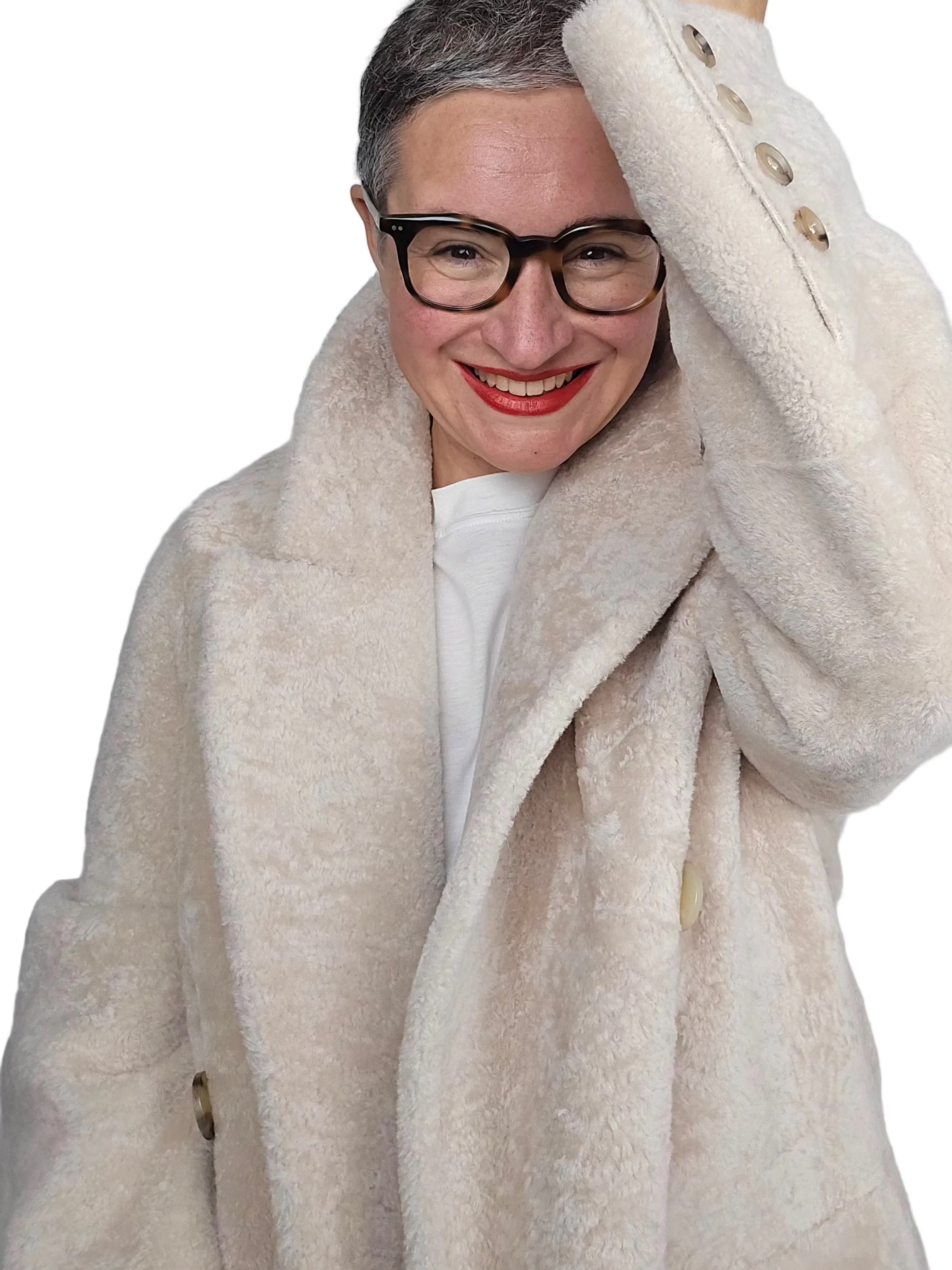 Blancha - Cappotto light astrakhan burro