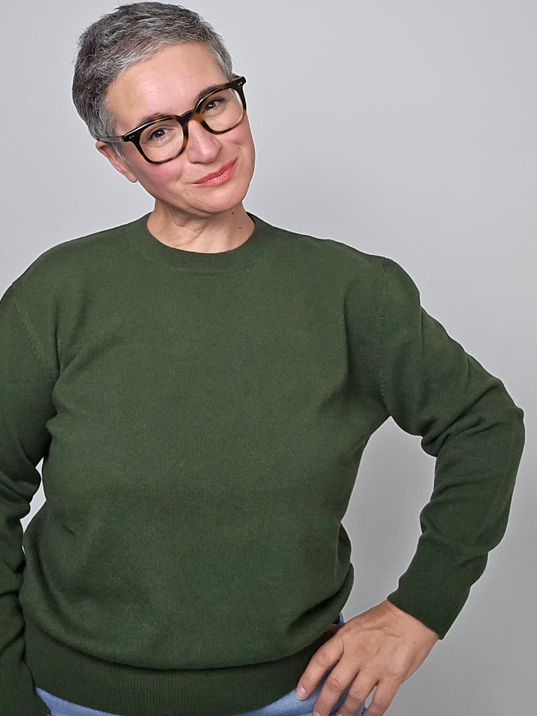 Be You - Maglia girocollo in cashmere loden green