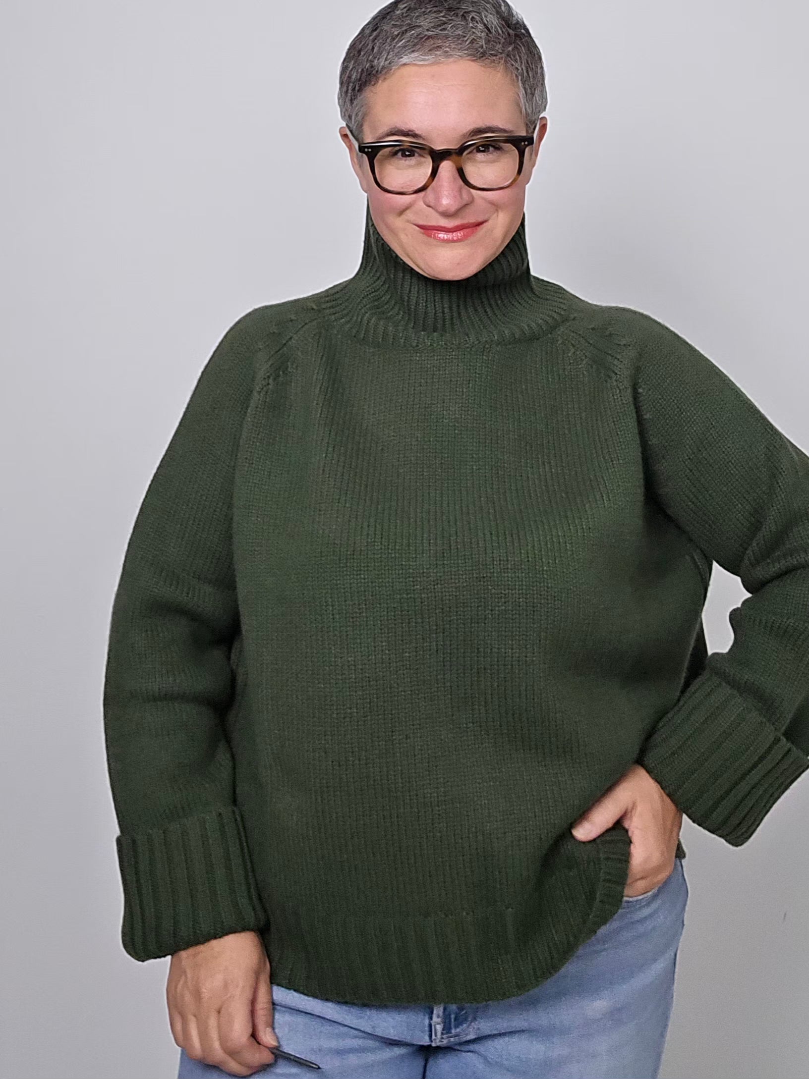 Be You - Maglia cashmere turtle neck loden green