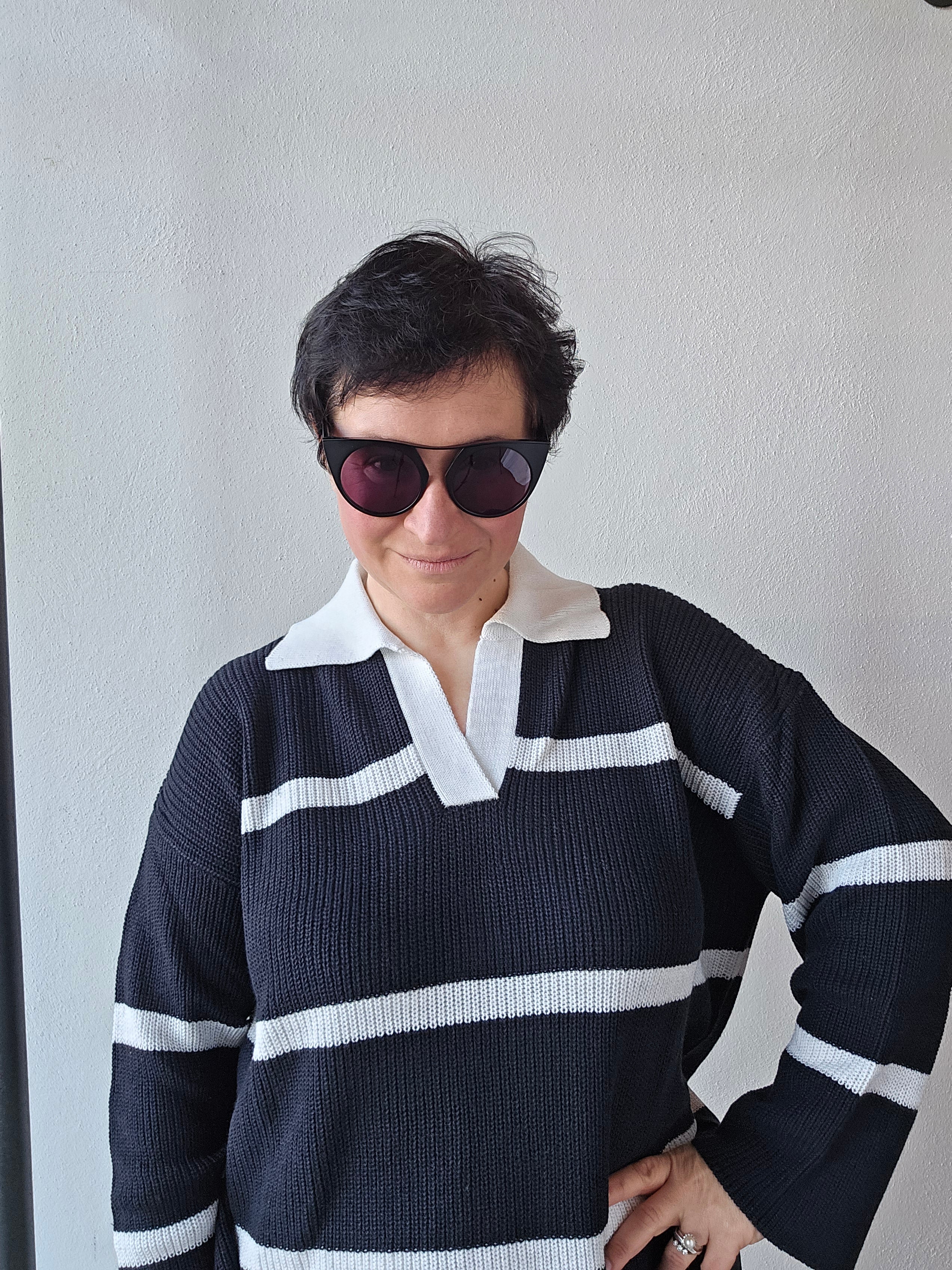Be You - Polo a righe dark sea/bianco