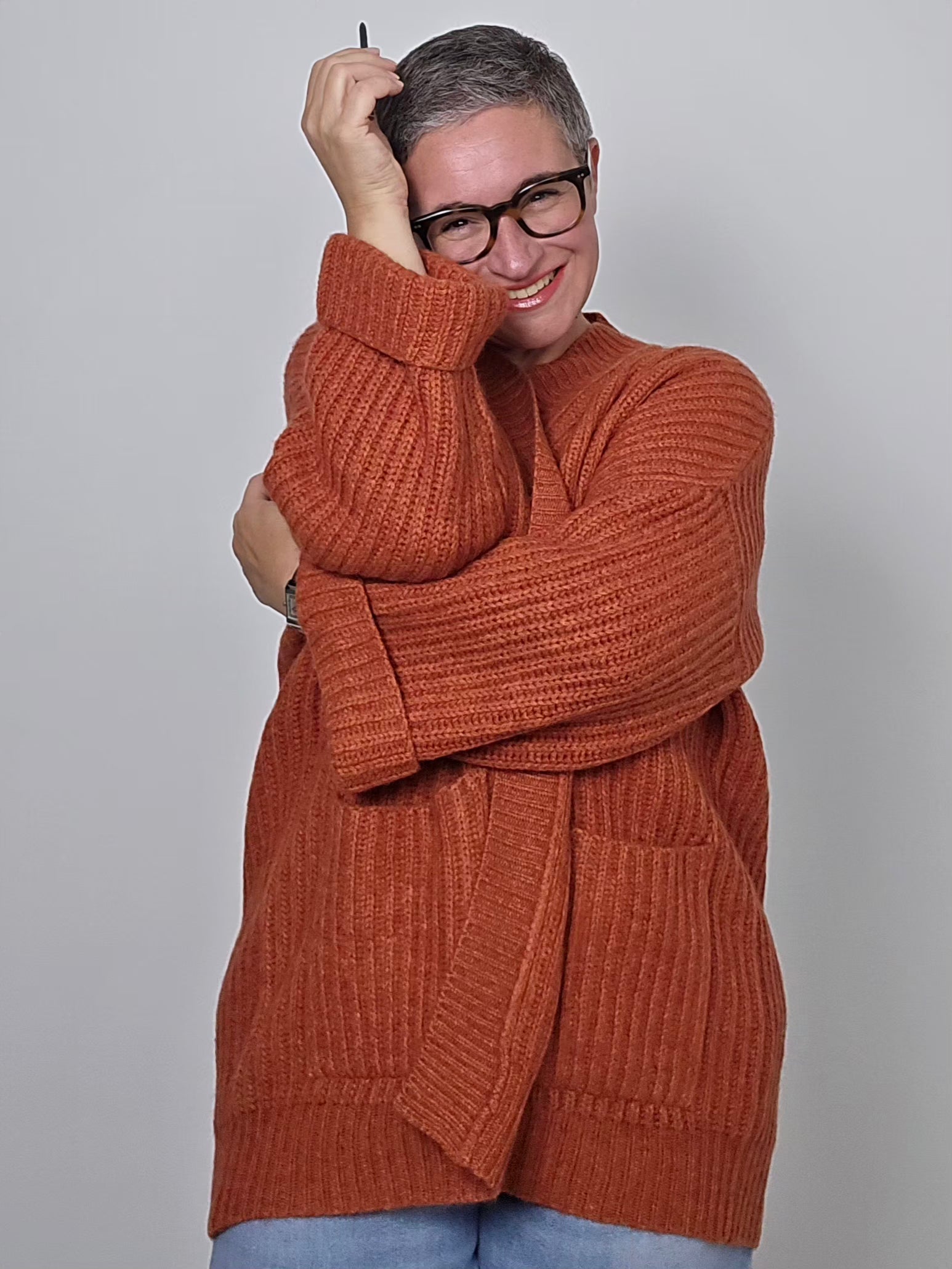 Be You - Cardigan in cashmere arancione