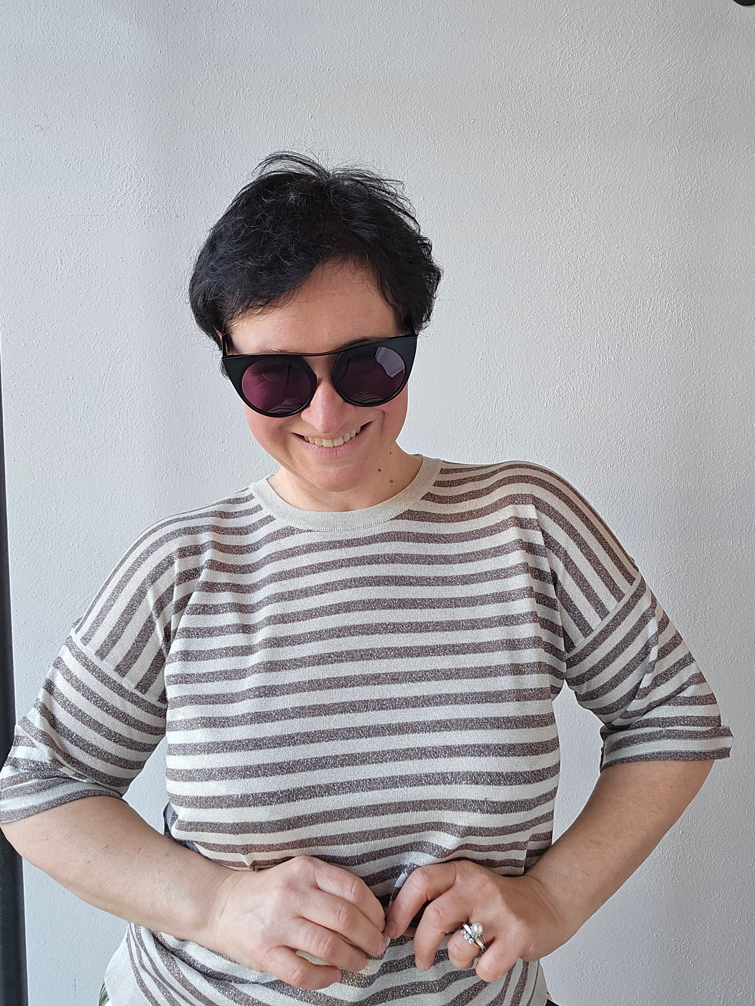 Be You - T-shirt lurex silver/cioccolato