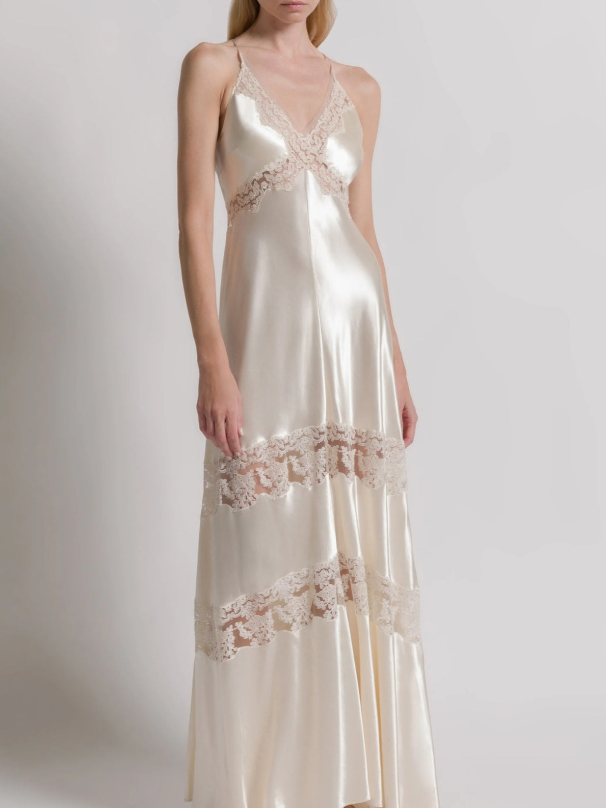 Alberta Ferretti - Abito sottoveste in satin bianco