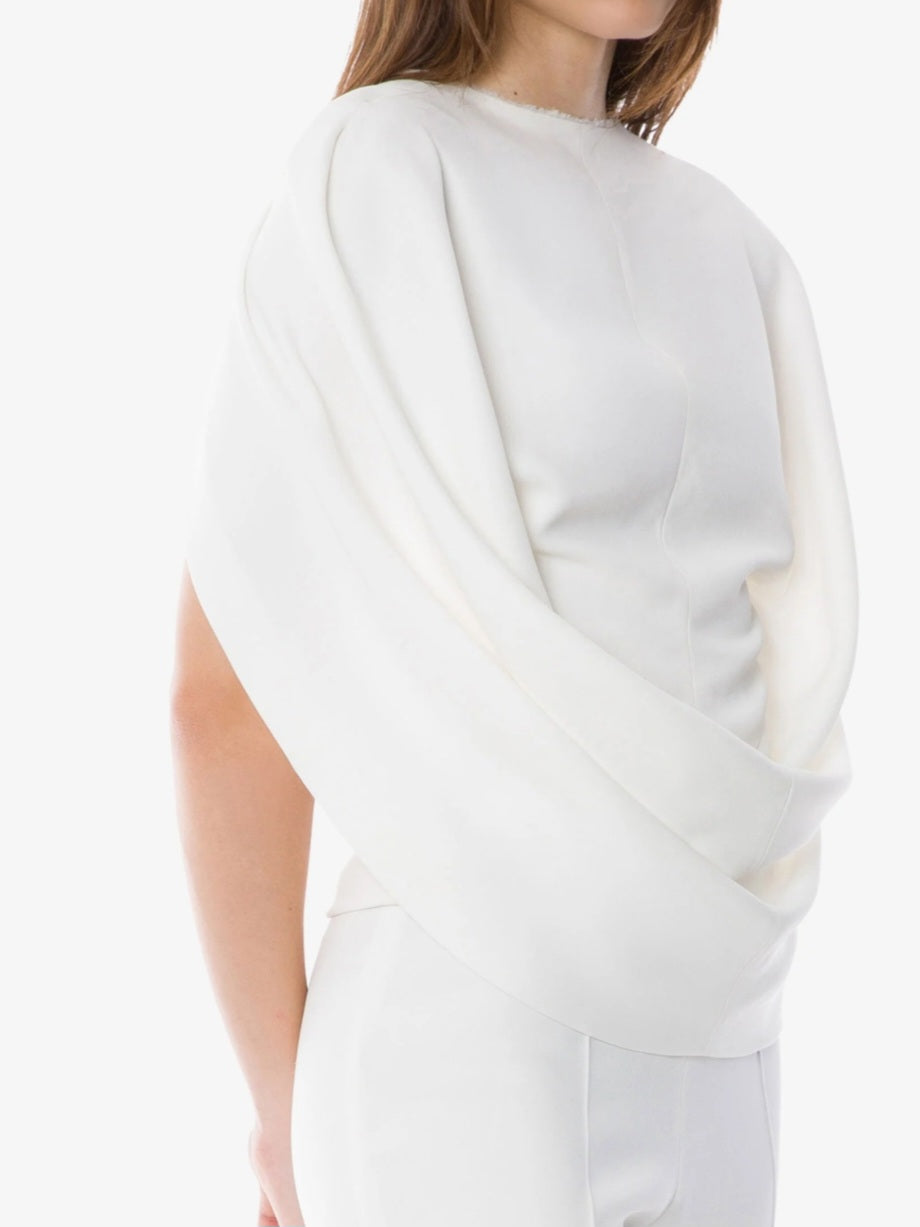 Alberta Ferretti - Top mantella in cady bianco