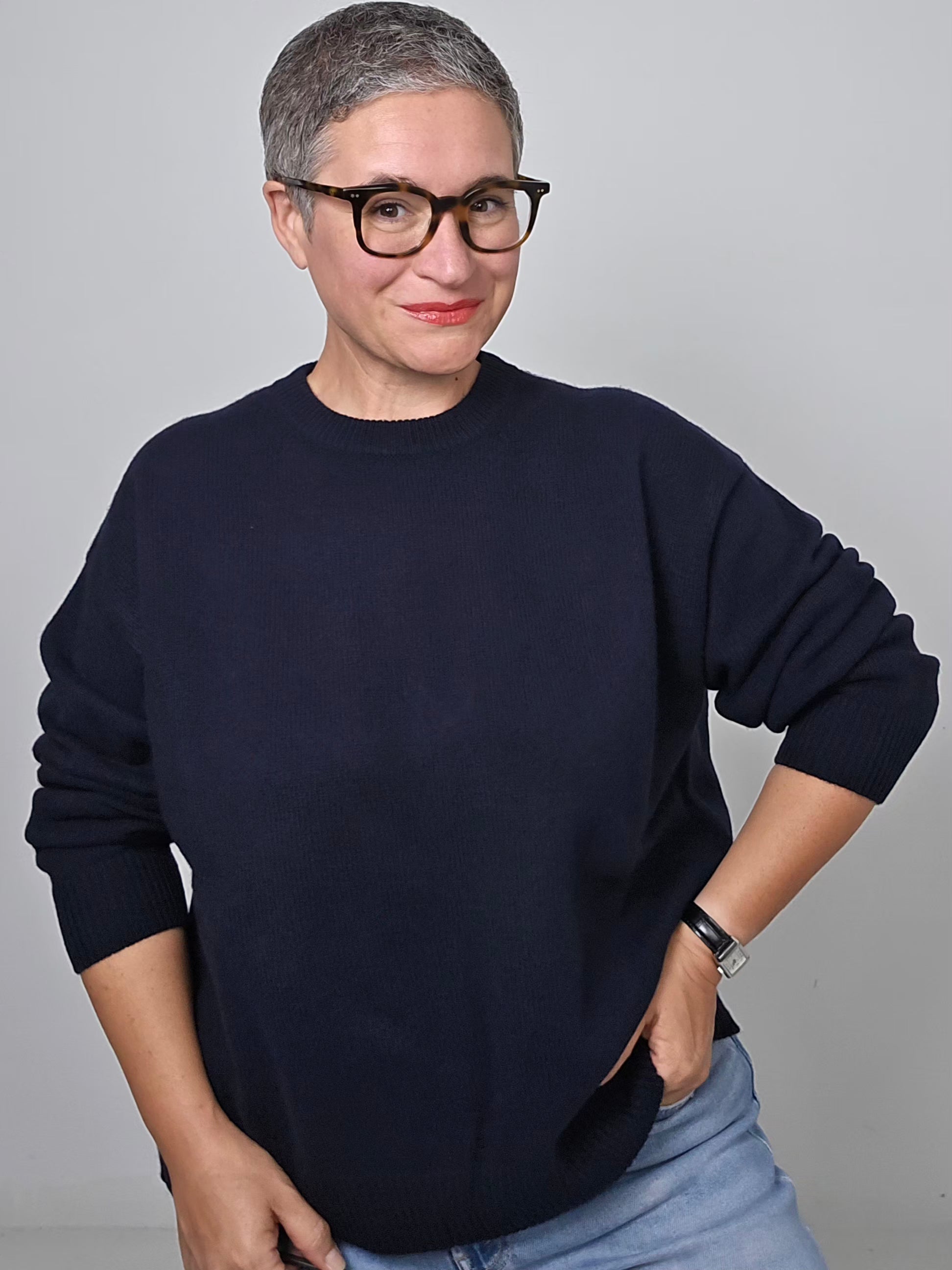 Be You - Maglia girocollo blu cashmere