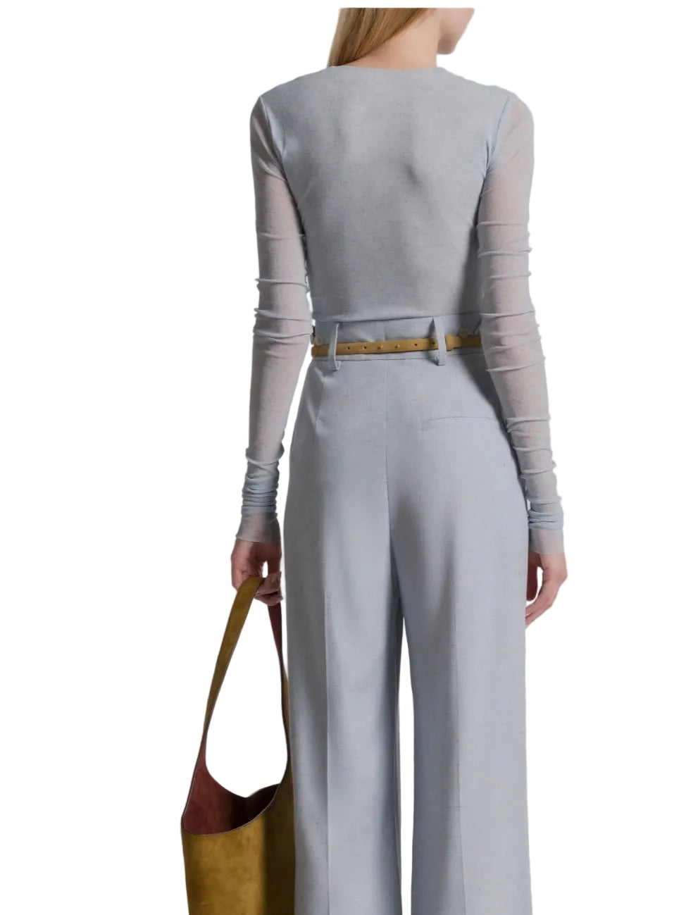 Alberta Ferretti - Body tulle stampato azzurro