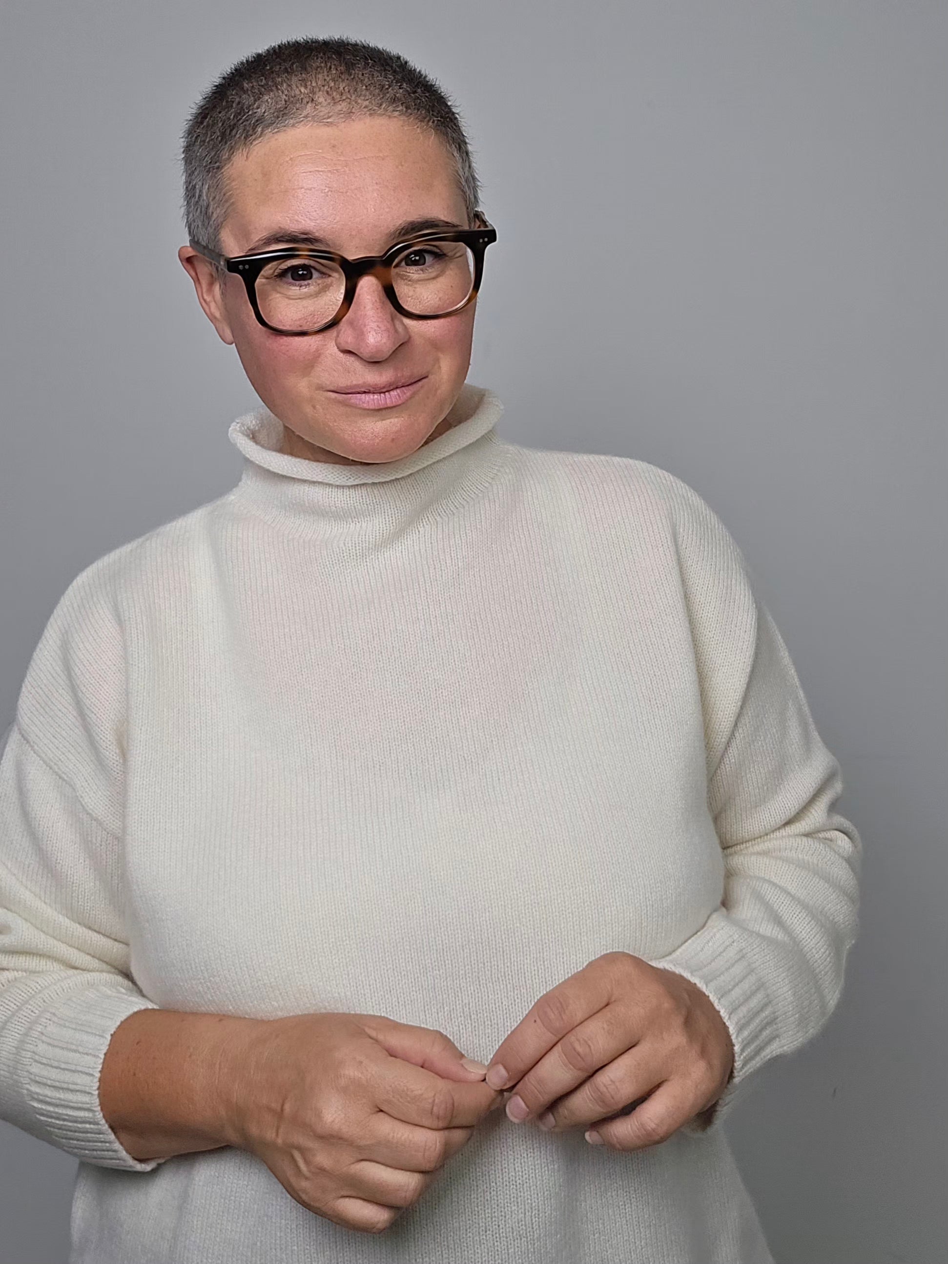 Be You - Maglia cashmere turtle neck white