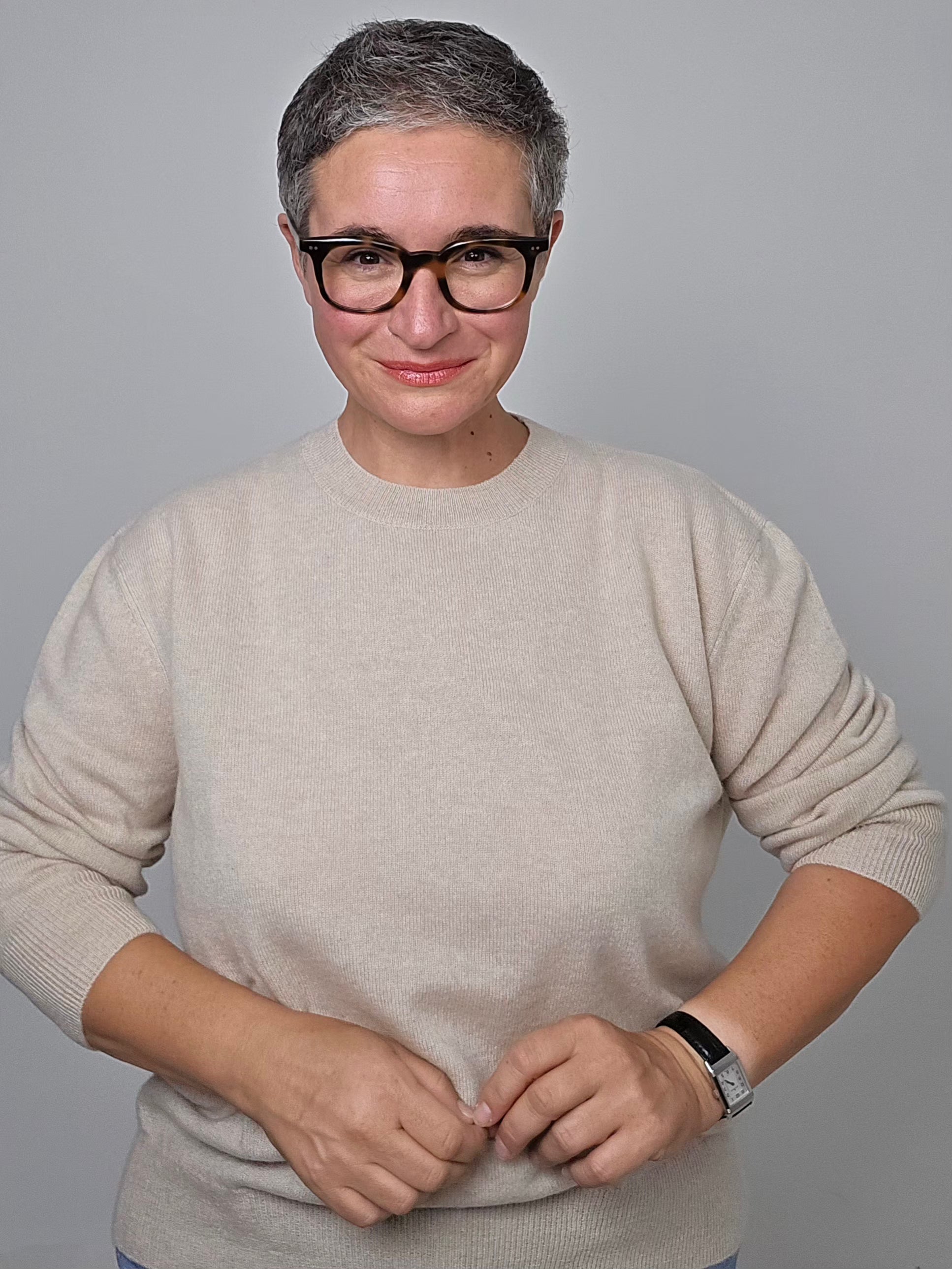 Be You - Maglia girocollo in cashmere sabbia