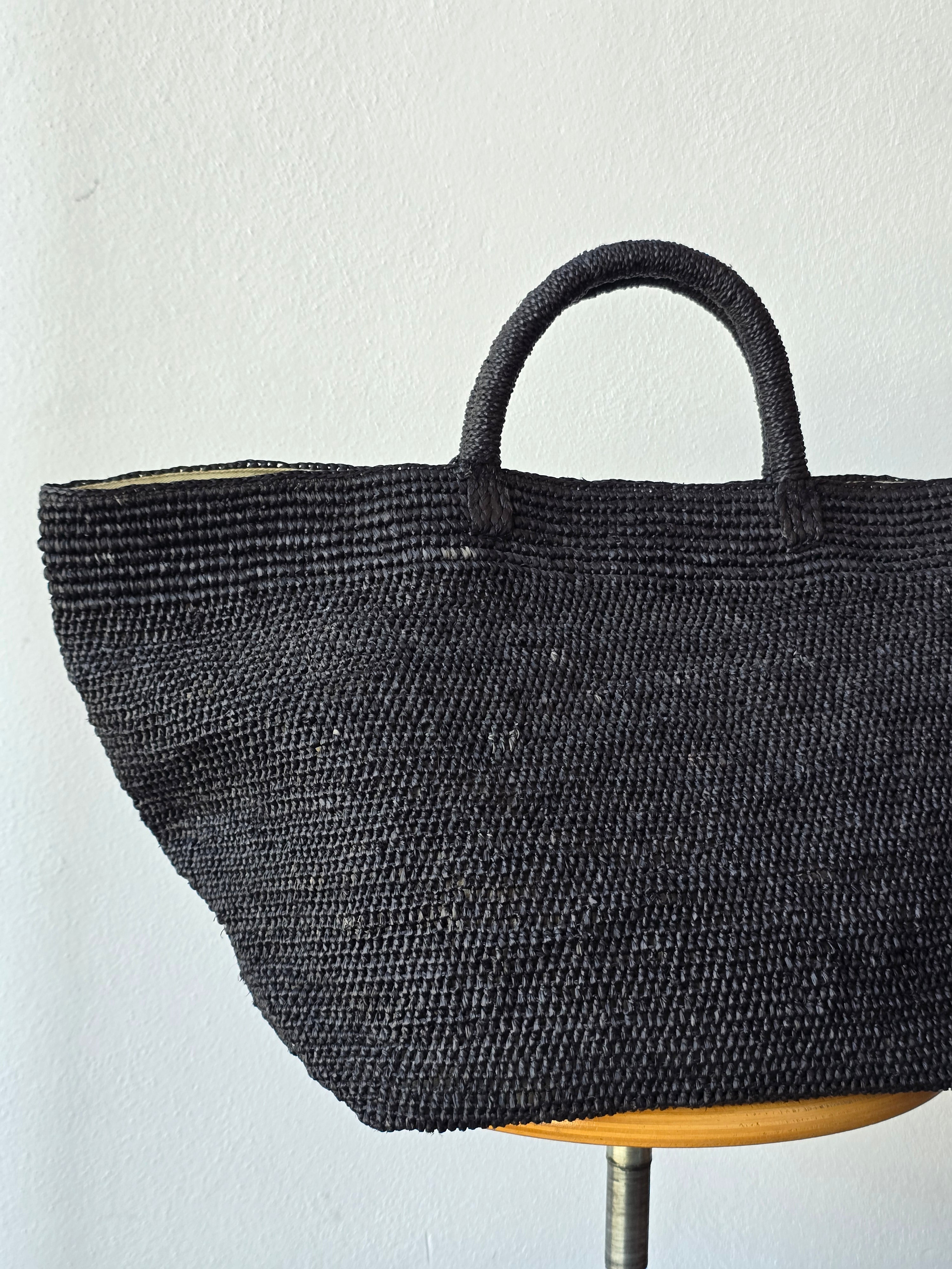 Ibeliv - Borsa in rafia grande "Vanilla" Black