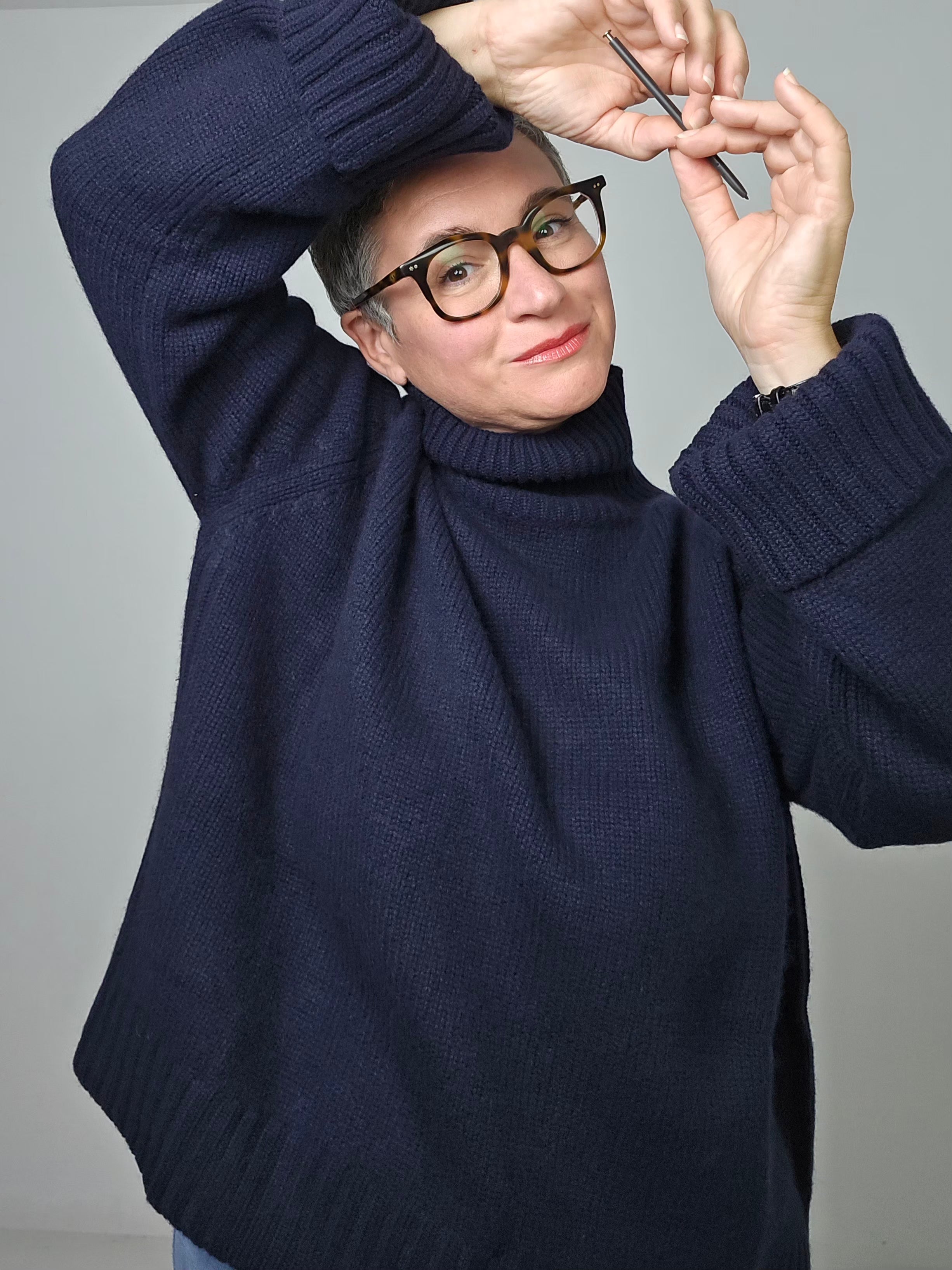 Be You - Maglia cashmere turtle neck navy