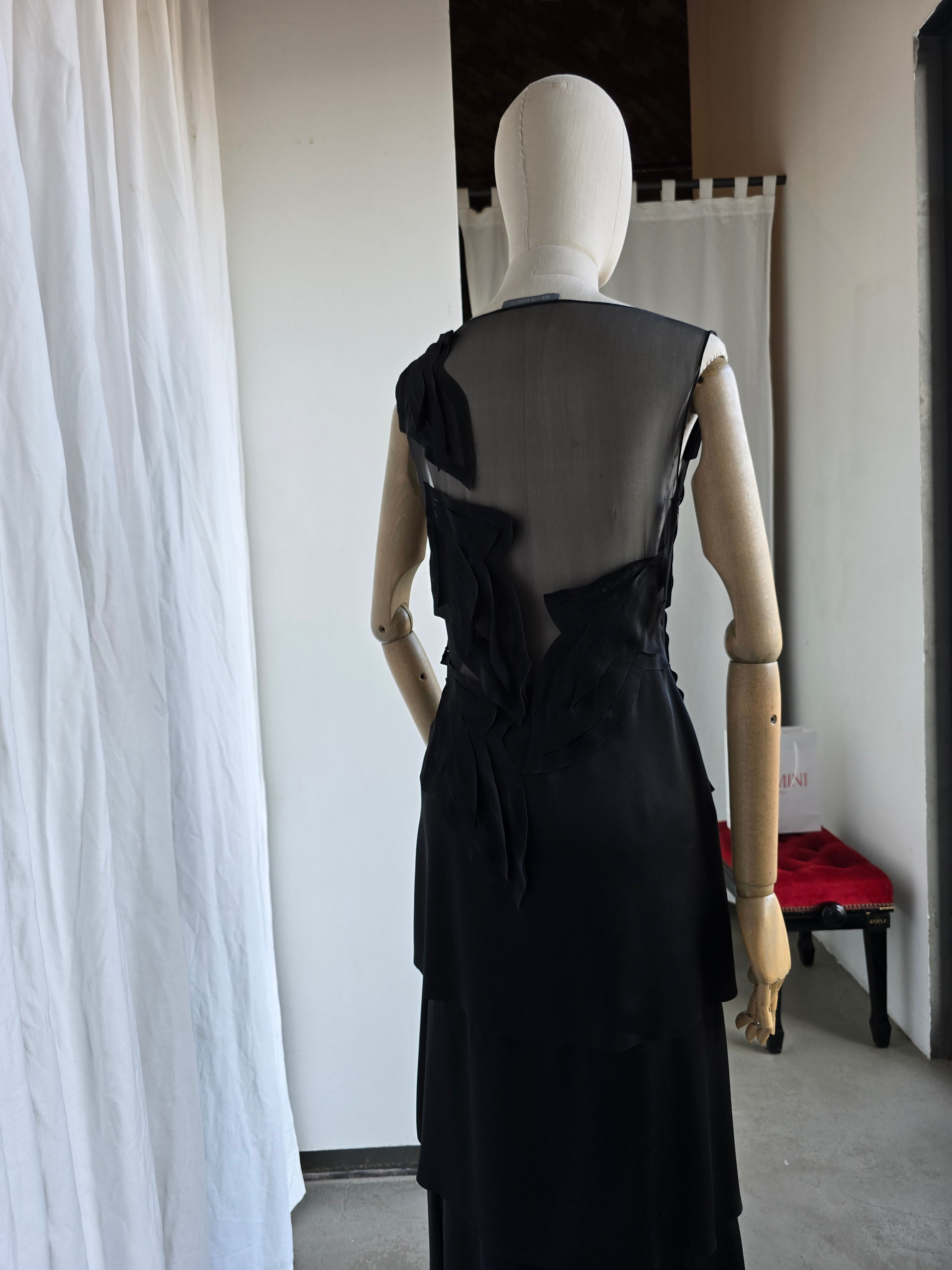 Alberta Ferretti - Abito senza maniche in satin, nero