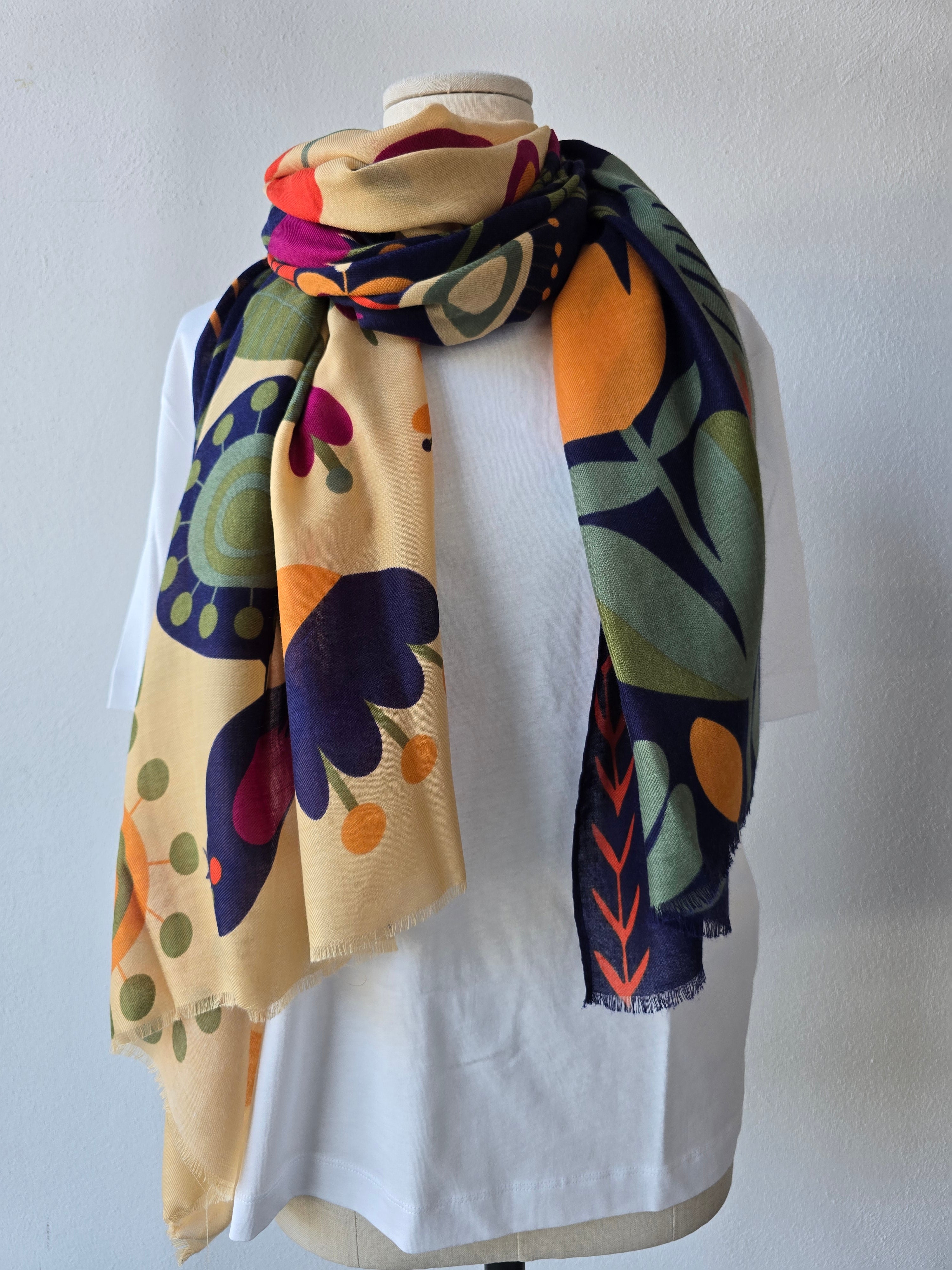 Sciarpa in mussola di lana multicolor