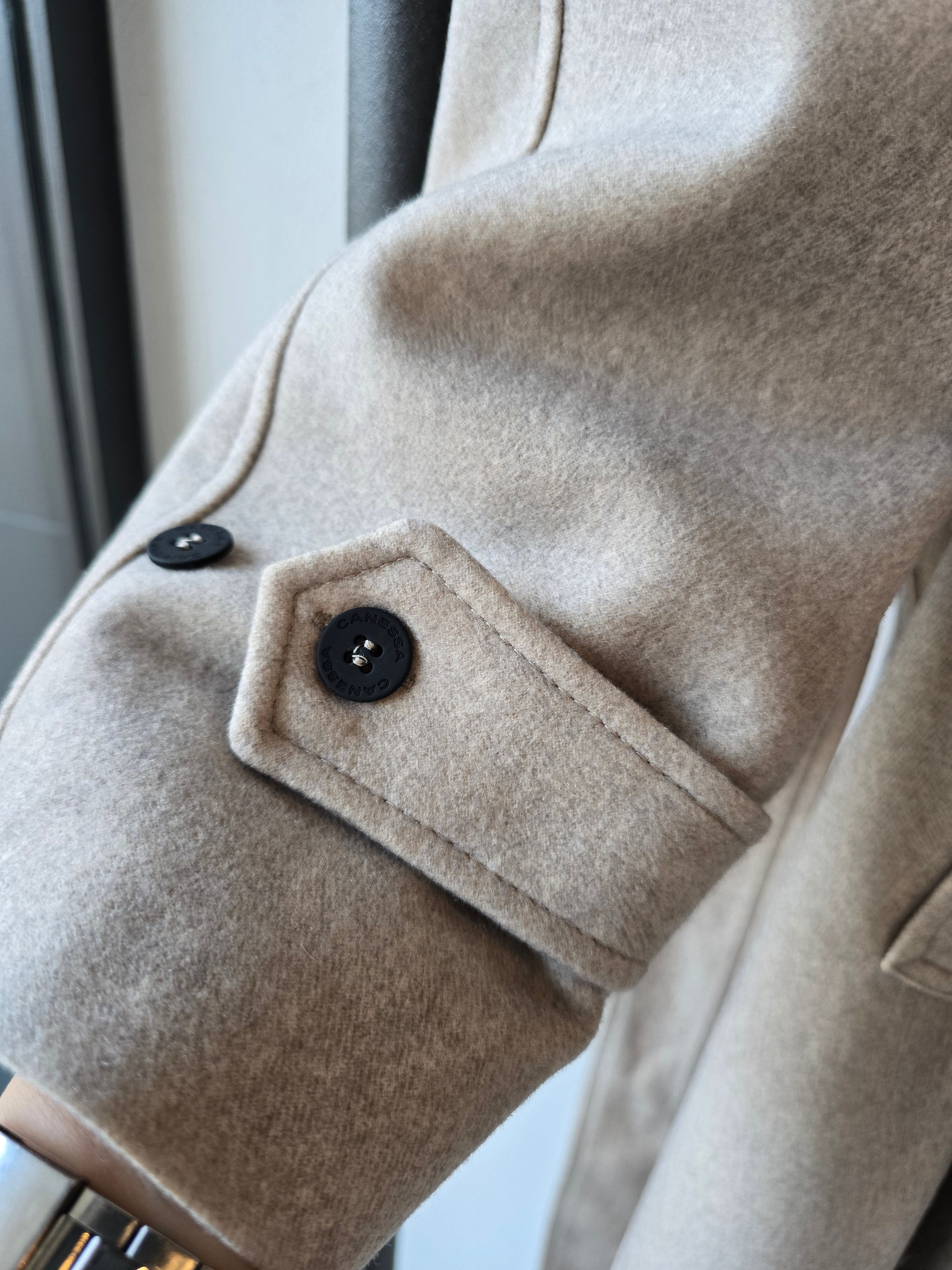 Canessa - Cappotto in cashmere color neutro