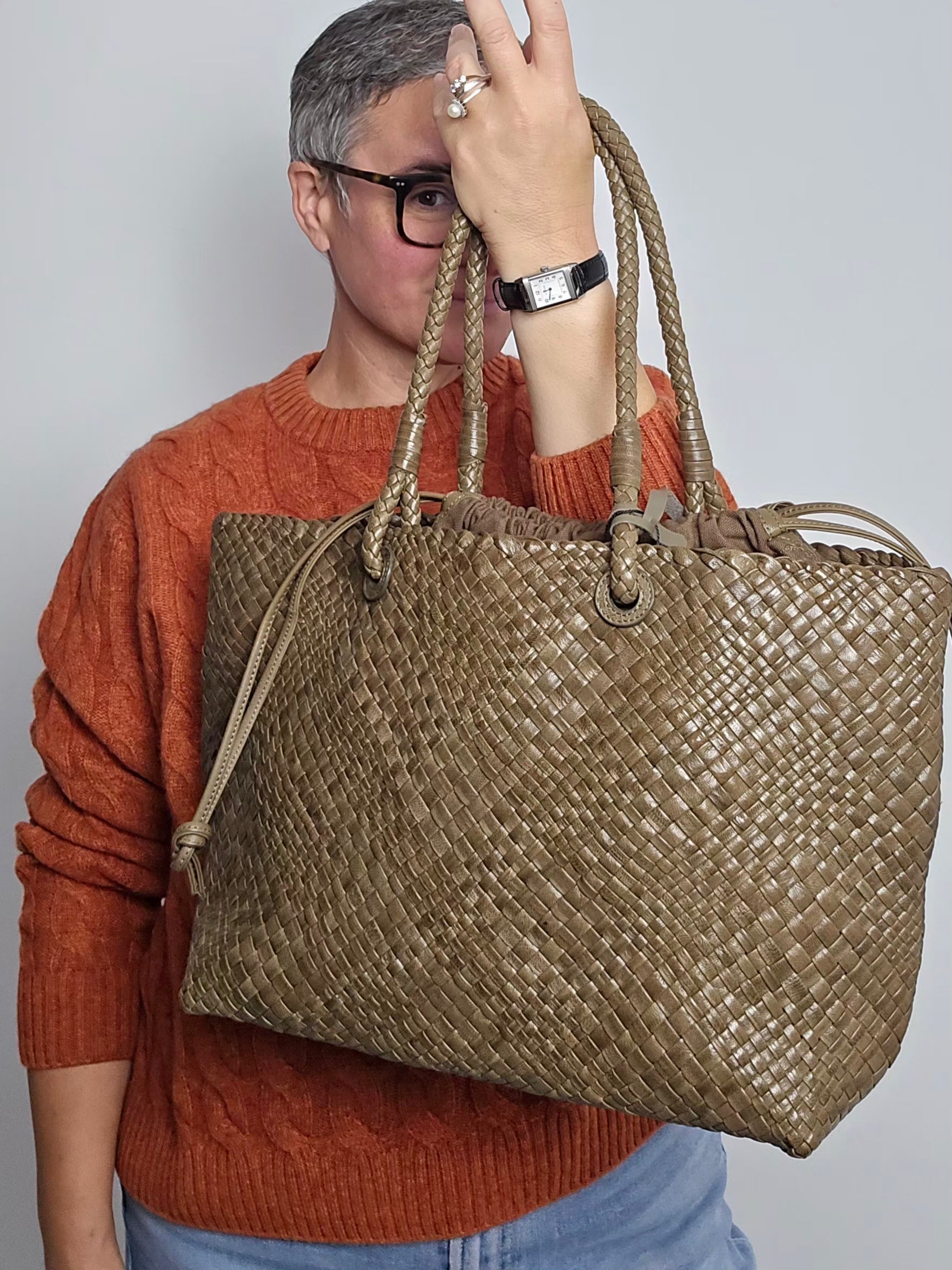 Ibeliv - Borsa in pelle " Bazika" kaki