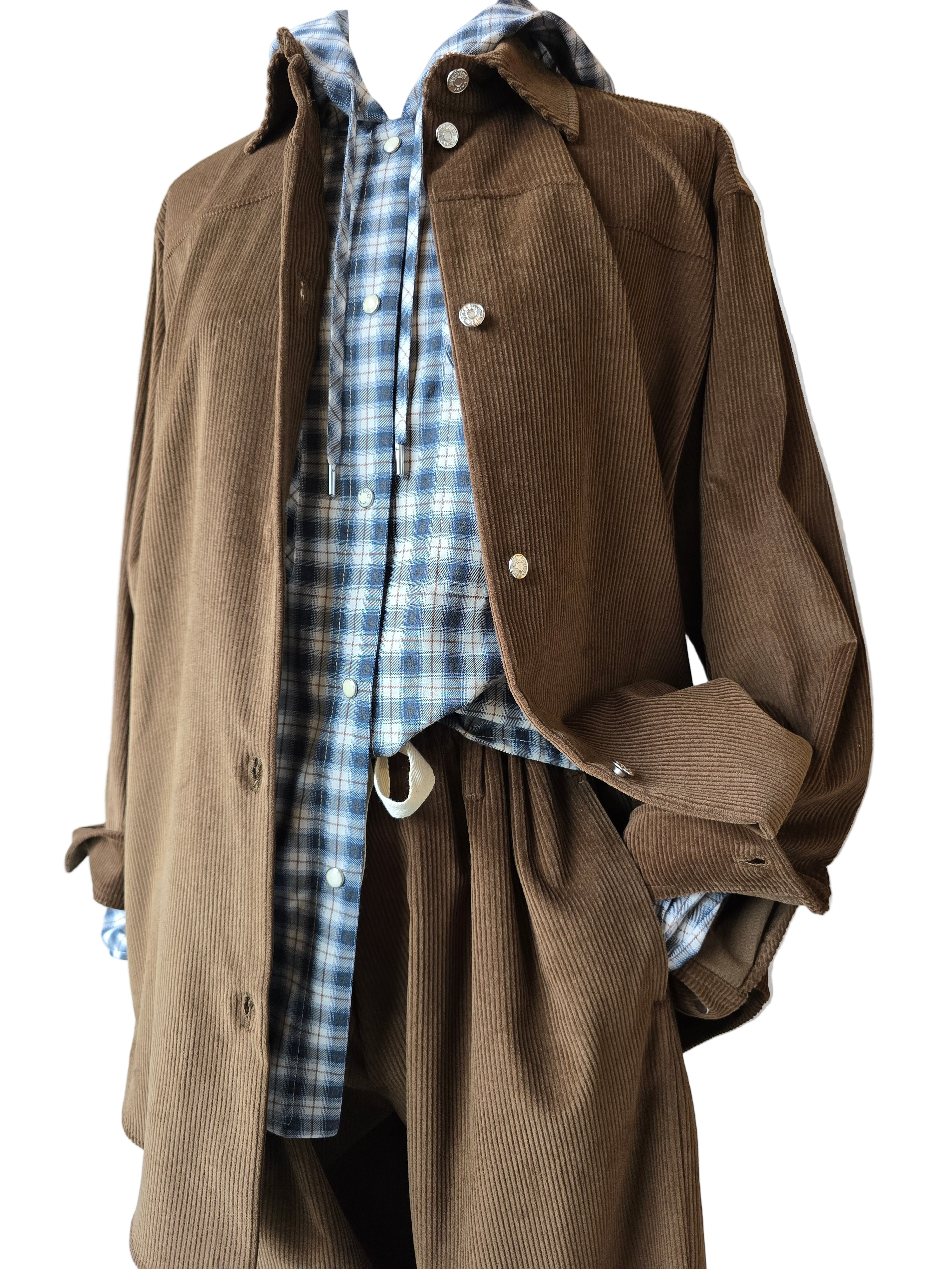 Moschino Jeans - Camicia in velluto coste marrone