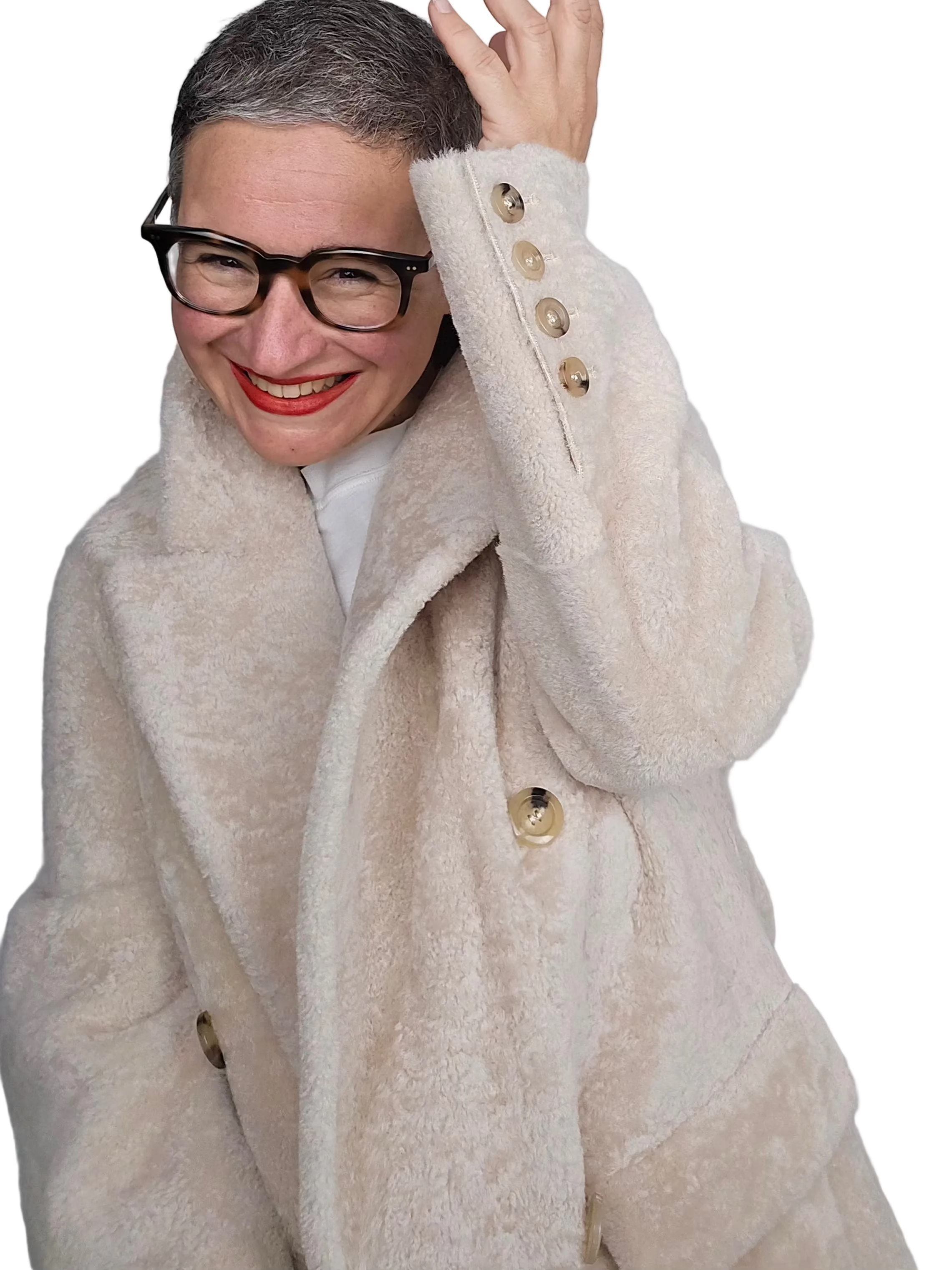 Blancha - Cappotto light astrakhan burro