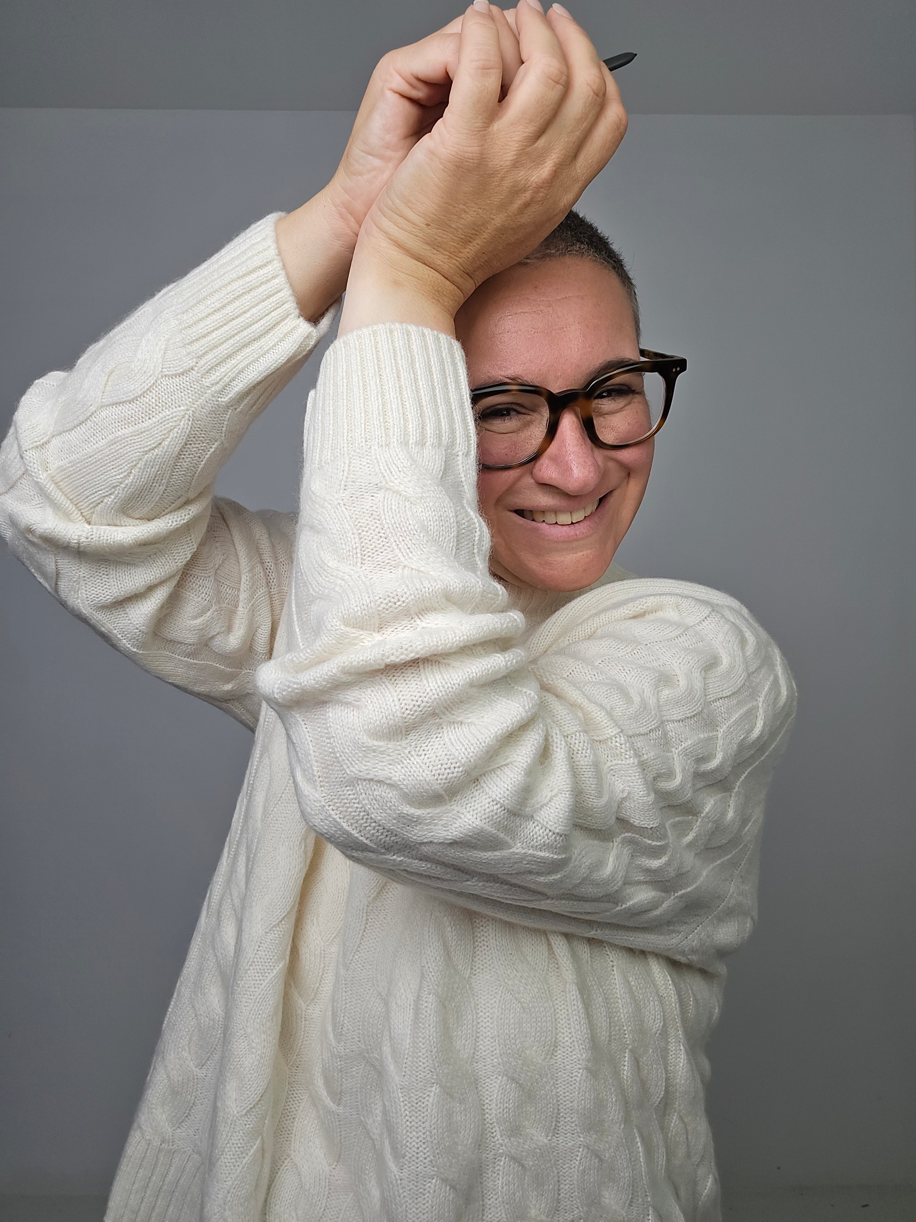 Be You - Maglia cashmere trecce avorio